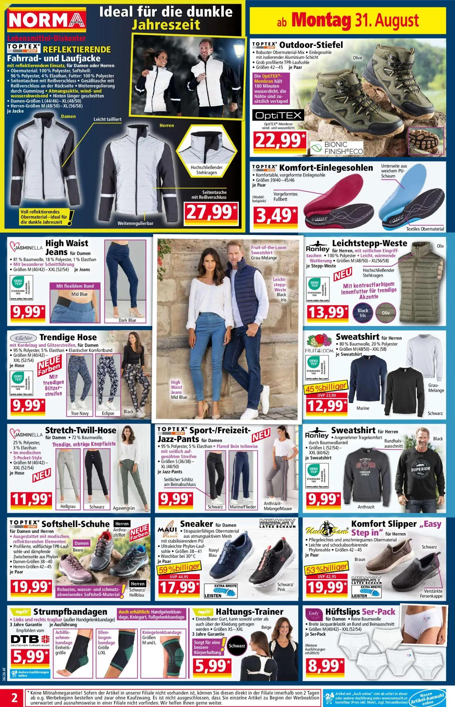 Norma Prospekt, Seite 2 von 18 — MAUI Sneaker, Komfort Slipper „Easy Step in”, Fruit-of-the-Loom Sweatshirt