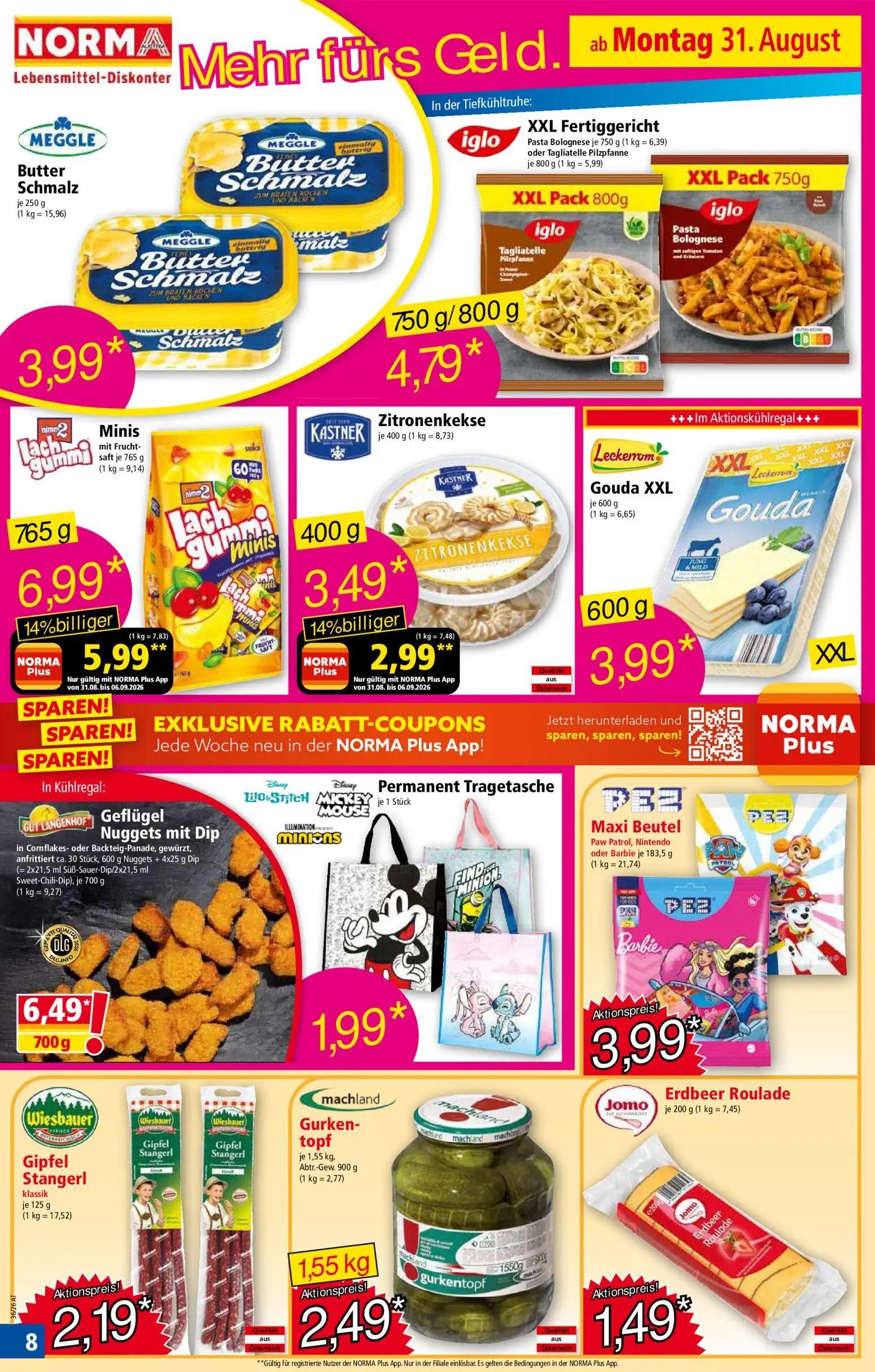 Norma Prospekt, Seite 8 von 18 — Lachgummi Minis, Zitronenkekse, Butter Schmalz