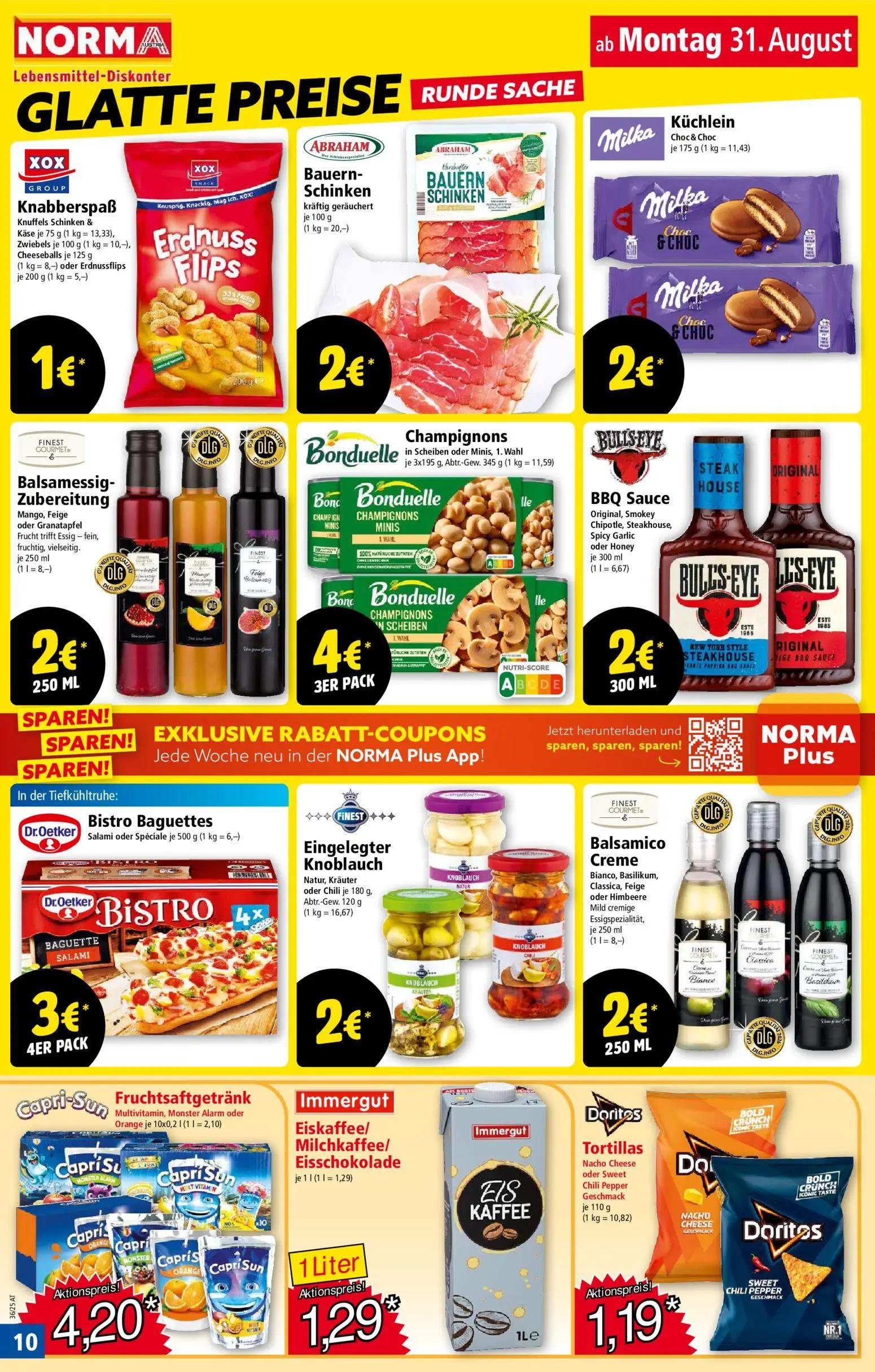 Norma Prospekt, Seite 10 von 18 — Knabberspaß Knuffels Schinken & Käse, Knabberspaß Zwiebels, Knabberspaß Cheeseballs