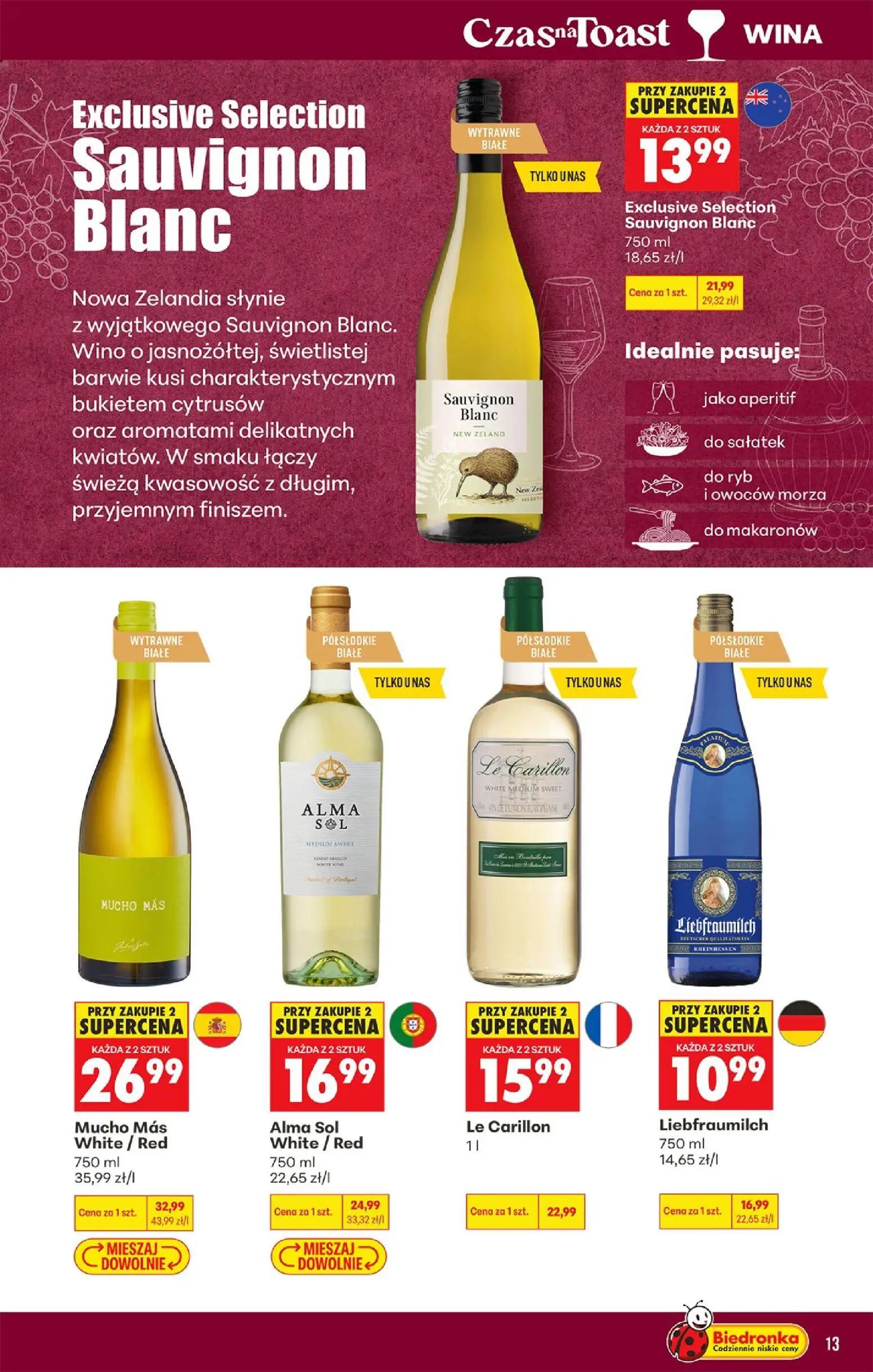 Biedronka gazetka, strona 15 z 39 — Exclusive Selection Sauvignon Blanc, Liebfraumilch