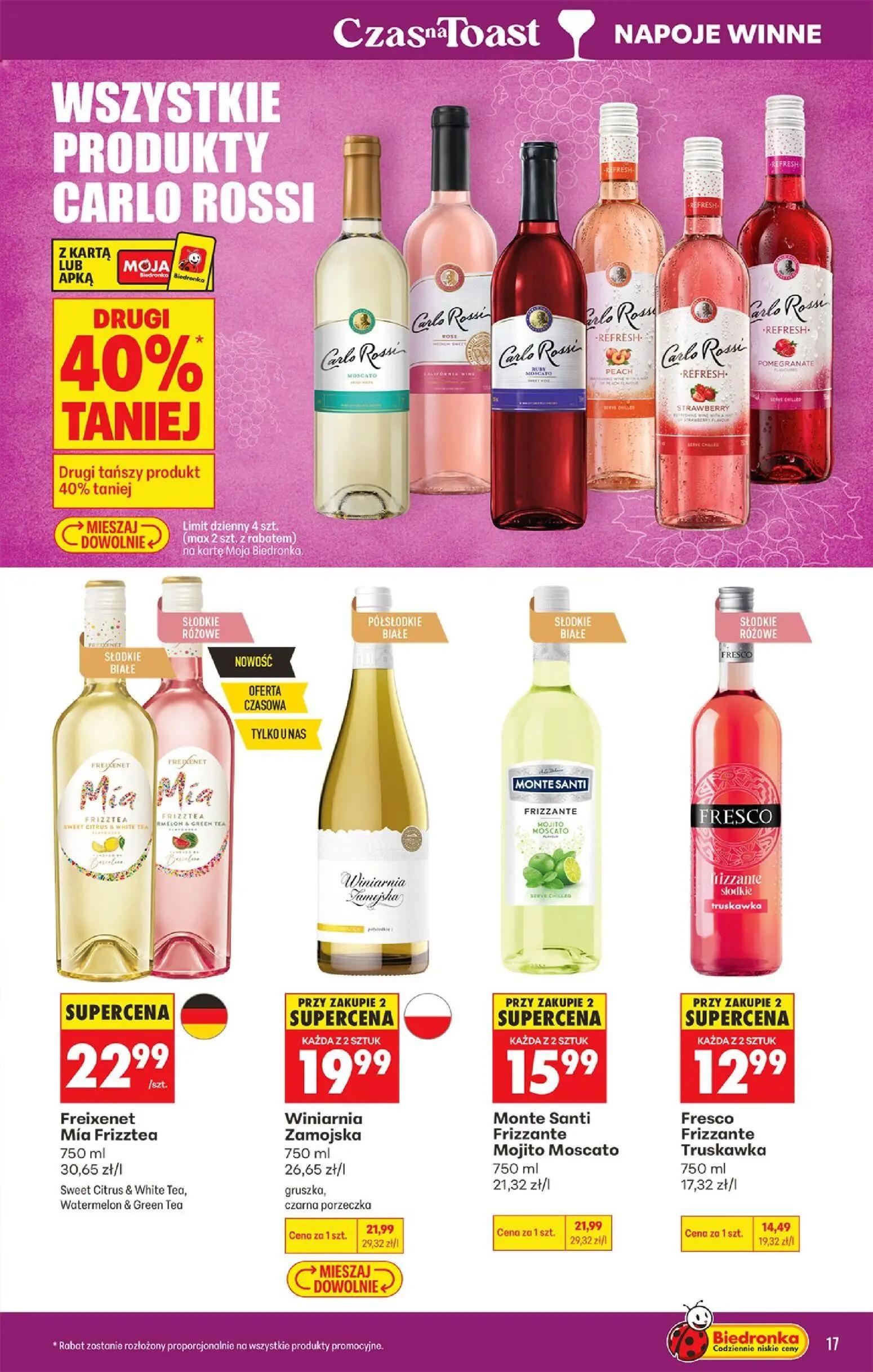Biedronka gazetka, strona 19 z 39 — Freixenet Mia Frizztea Sweet Citrus & White Tea, Watermelon & Green Tea, Winiarnia Zamoj…