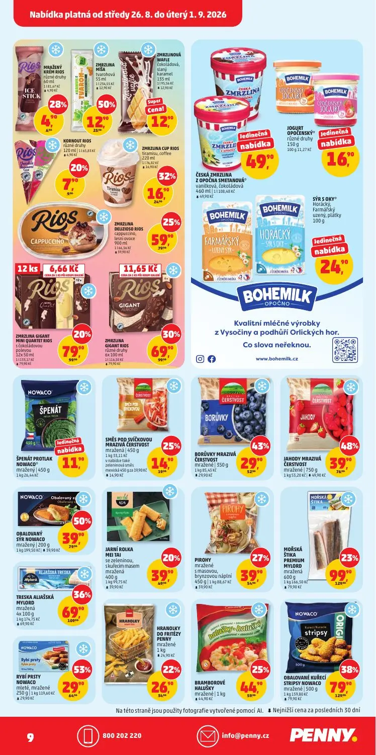 PENNY leták, strana 9 z 40 — ZMRZLINA MÍSA tvarohová, ZMRZLINA CUP RIOS tiramisu, coffee, HRANOLKY DO FRITÉZY PENNY