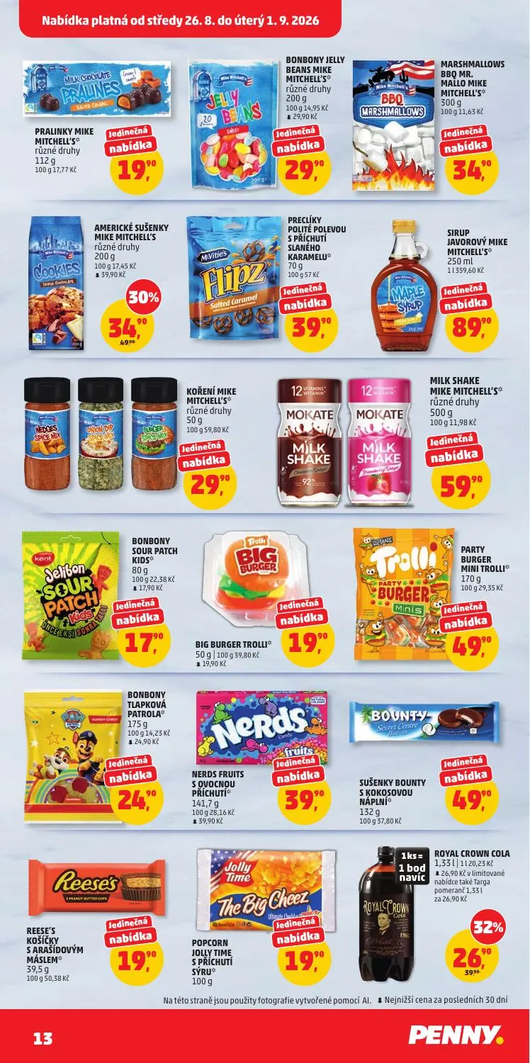 PENNY leták, strana 13 z 40 — ROYAL CROWN COLA, POPCORN JOLLY TIME S PŘÍCHUTÍ SÝRU®