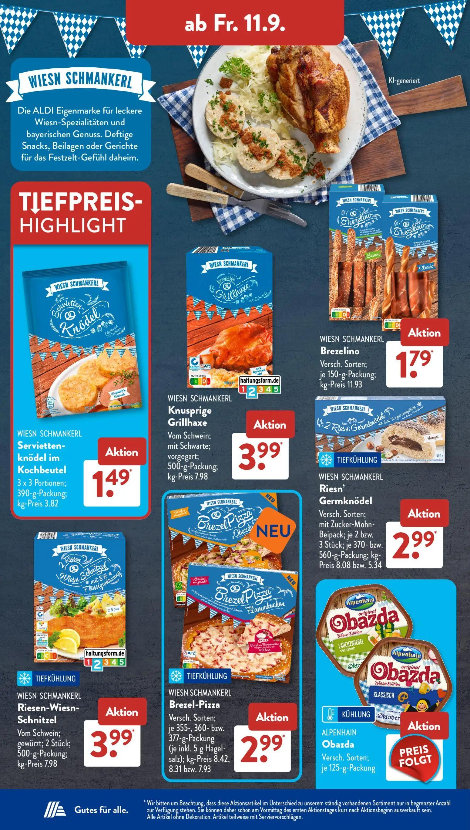 Aldi Süd Prospekt, Seite 14 von 24 — Servietten-knödel im Kochbeutel, Knusprige Grillhaxe, Brezelino