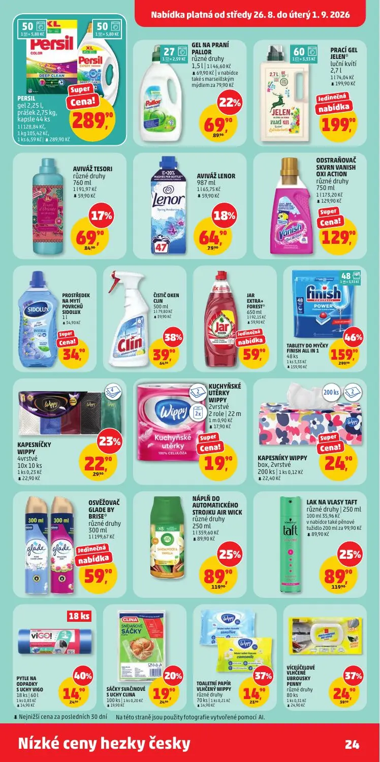 PENNY leták, strana 24 z 40 — TABLETY DO MYČKY FINISH ALL IN 1, ČISTIČ OKEN CLIN, AVIVÁŽ TESORI