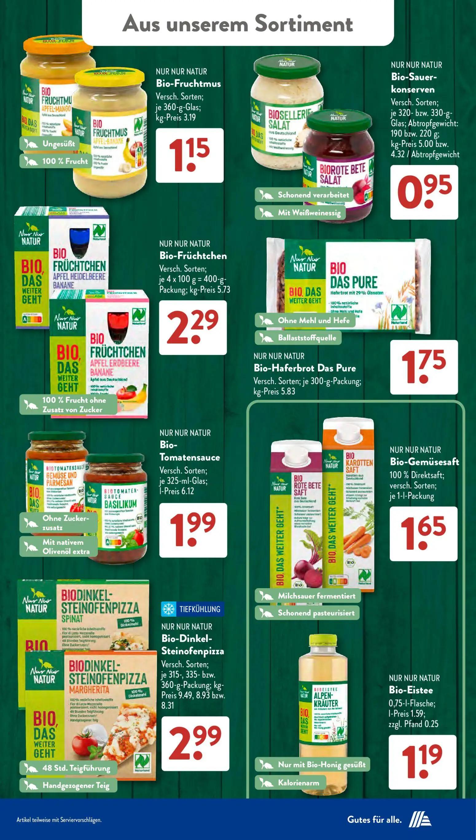 Aldi Süd Prospekt, Seite 20 von 24 — Bio-Fruchtmus, Bio-Sauer-konserven, Bio-Früchtchen