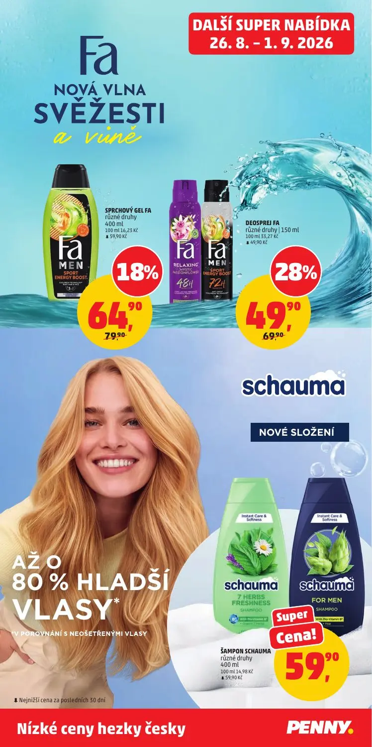 PENNY leták, strana 38 z 40 — DEOSPREJ FA, SPRCHOVÝ GEL FA, ŠAMPON SCHAUMA
