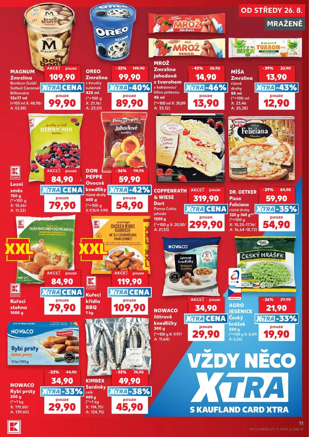 Kaufland leták, strana 11 z 56 — OREO Zmrzlina s kousky sušenek, MROŽ Zmrzlina jahodová s tvarohem s kakaovou/ bílou polevou…
