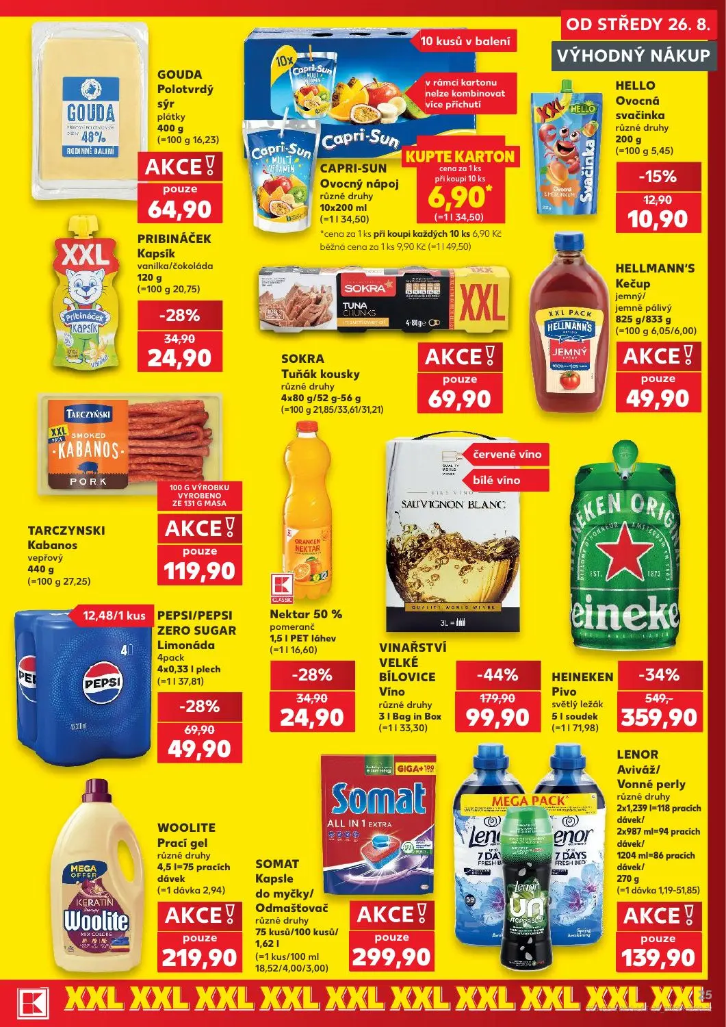 Kaufland leták, strana 25 z 56 — Capri-Sun Ovocný nápoj různé druhy, LENOR Aviváž/Vonné perly různé druhy