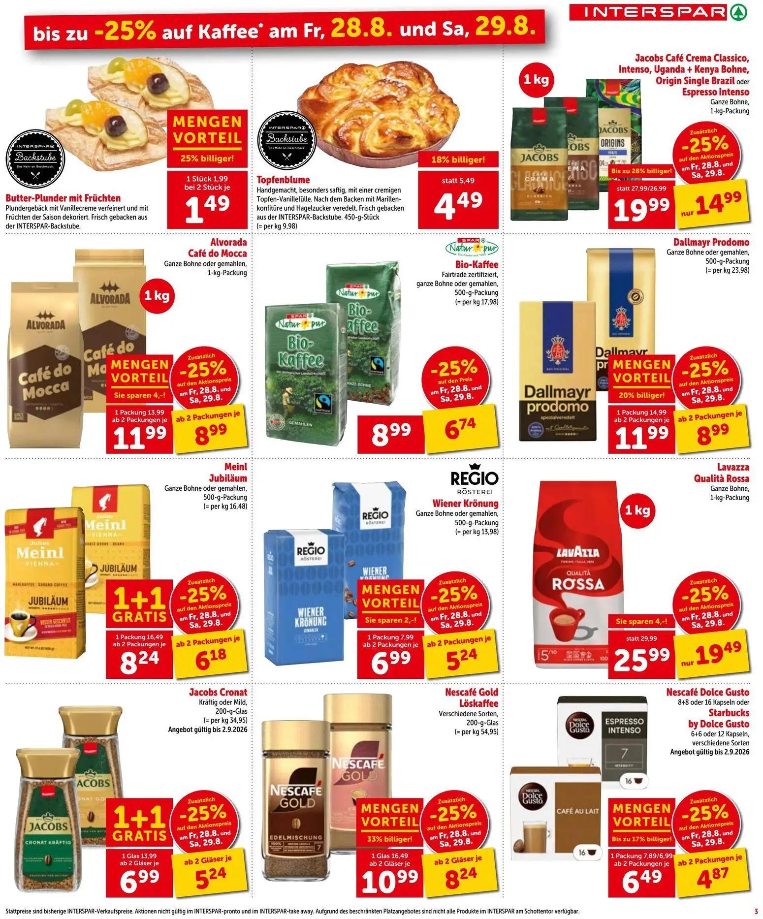 Interspar Prospekt, Seite 3 von 20 — Jacobs Café Crema Classico, Intenso, Uganda + Kenya Bohne, Origin Single Brazil oder Es…