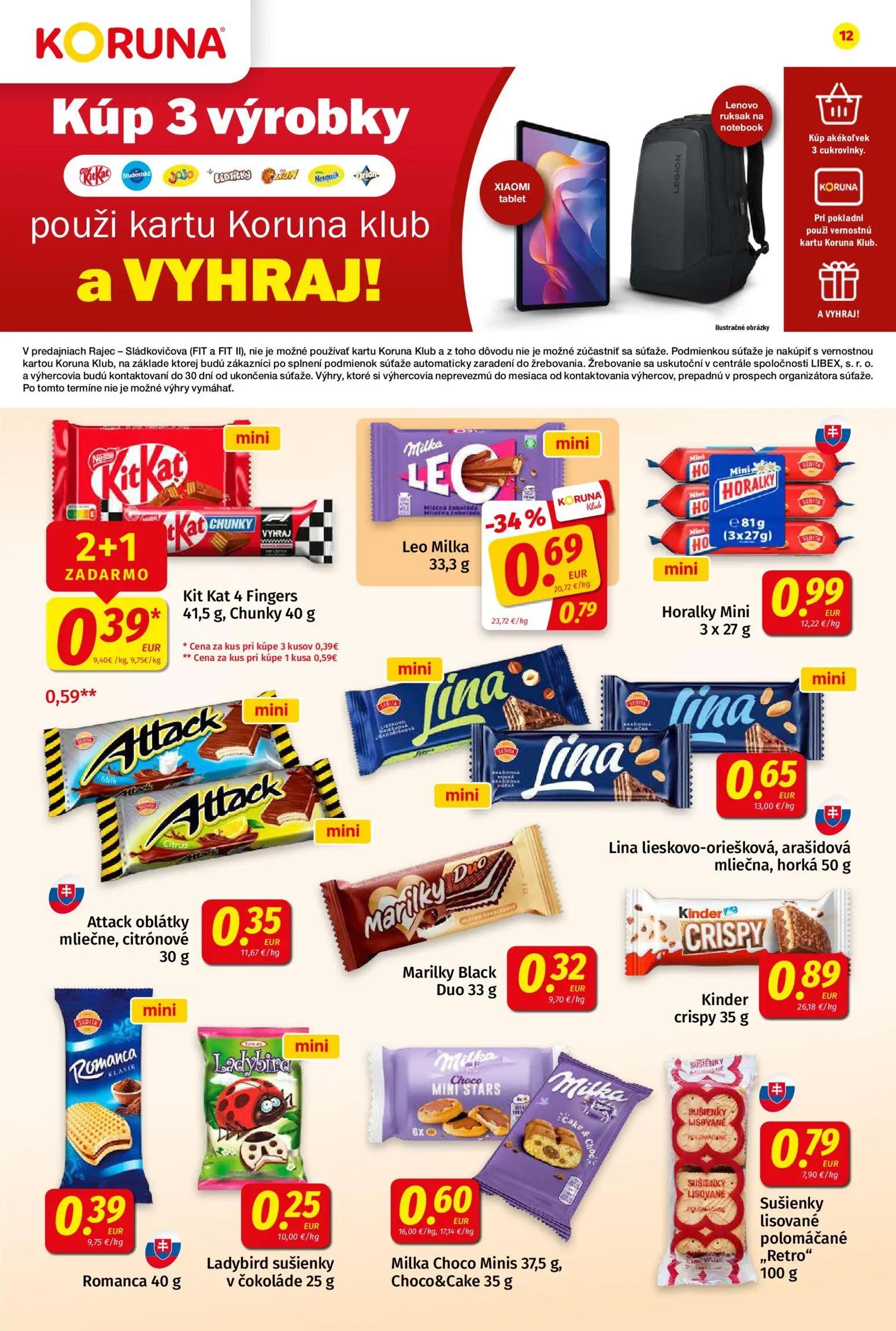 Koruna leták, strana 12 z 24 — Kit Kat 4 Fingers, Chunky, Leo Milka