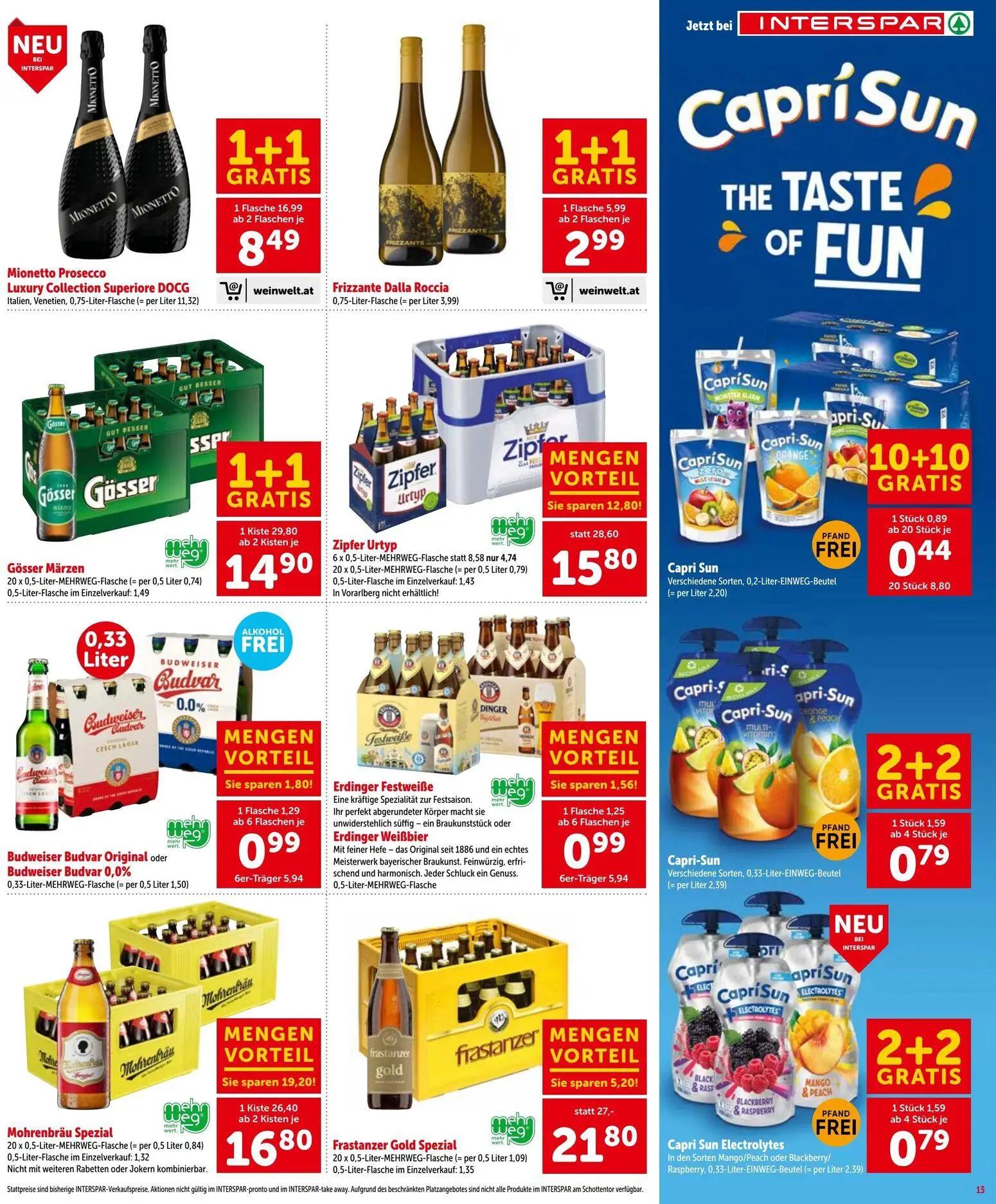 Interspar Prospekt, Seite 13 von 20 — Gösser Märzen, Zipfer Urtyp, Mohrenbräu Spezial