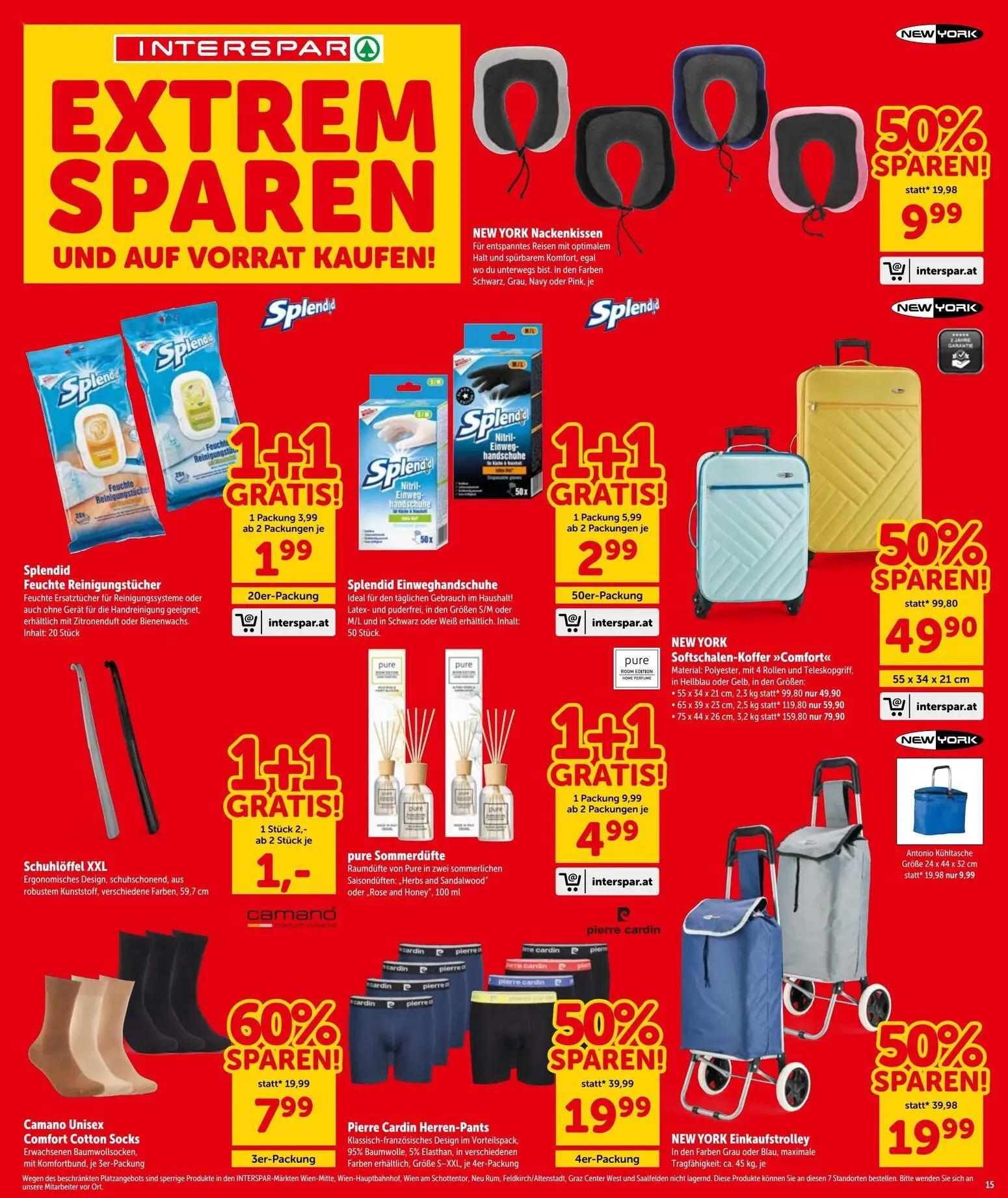 Interspar Prospekt, Seite 15 von 20 — Splendid Feuchte Reinigungstücher, Splendid Einweghandschuhe