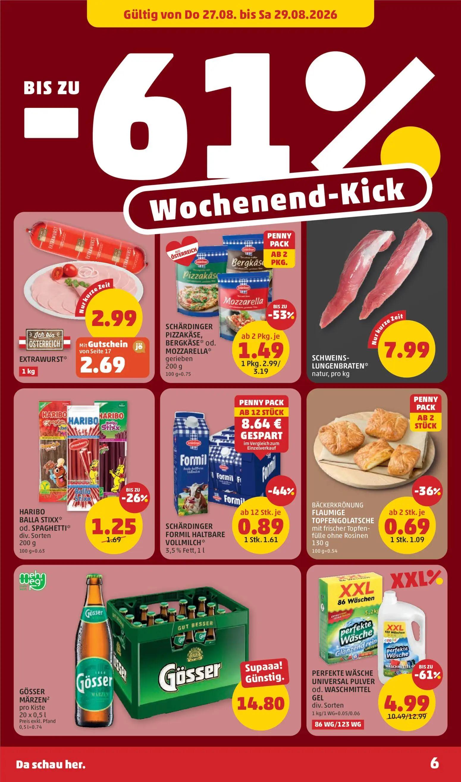 PENNY Prospekt, Seite 6 von 32 — HARIBO BALLA STIXX* od. SPAGHETTI* div. Sorten, BÄCKERKRÖNUNG FLAUMIGE TOPFENGOLATSCHE mit …