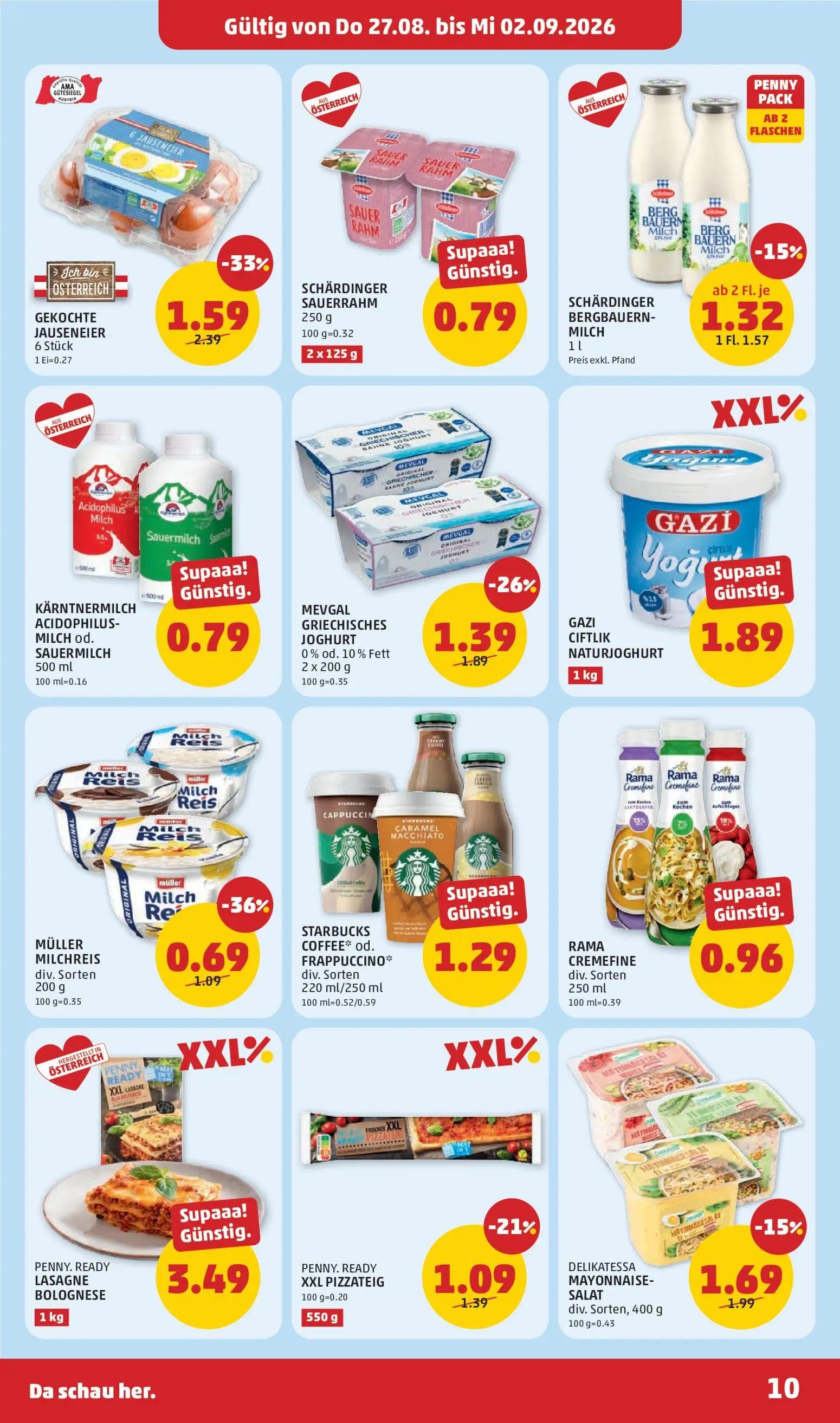 PENNY Prospekt, Seite 10 von 32 — GEKOCHTE JAUSENEIER, SCHÄRDINGER BERGBAUERN- MILCH, SCHÄRDINGER SAUERRAHM