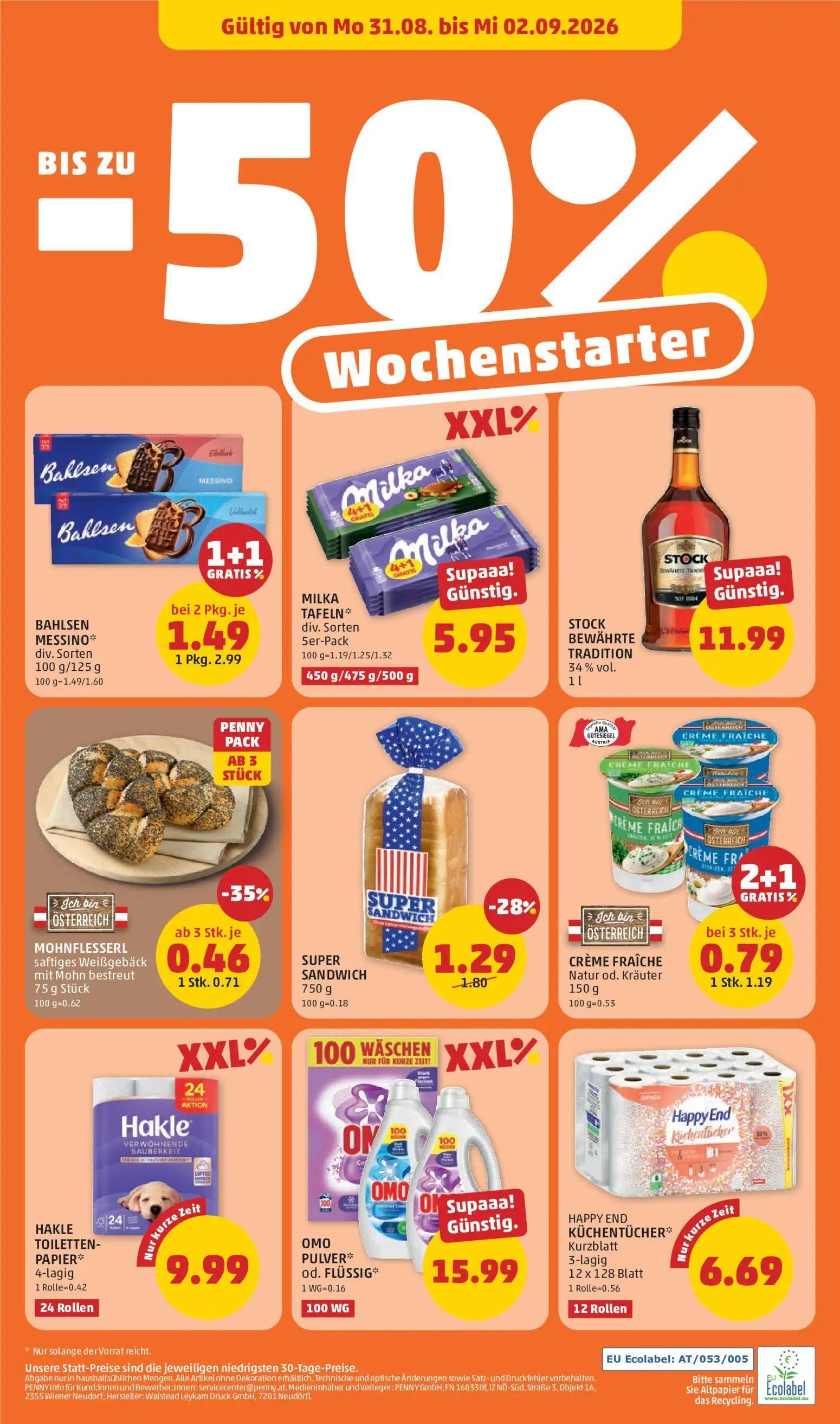 PENNY Prospekt, Seite 28 von 32 — HAKLE TOILETTEN-PAPIER 4-lagig, OMO PULVER od. FLÜSSIG, HAPPY END KÜCHENTÜCHER Kurzblatt 3…