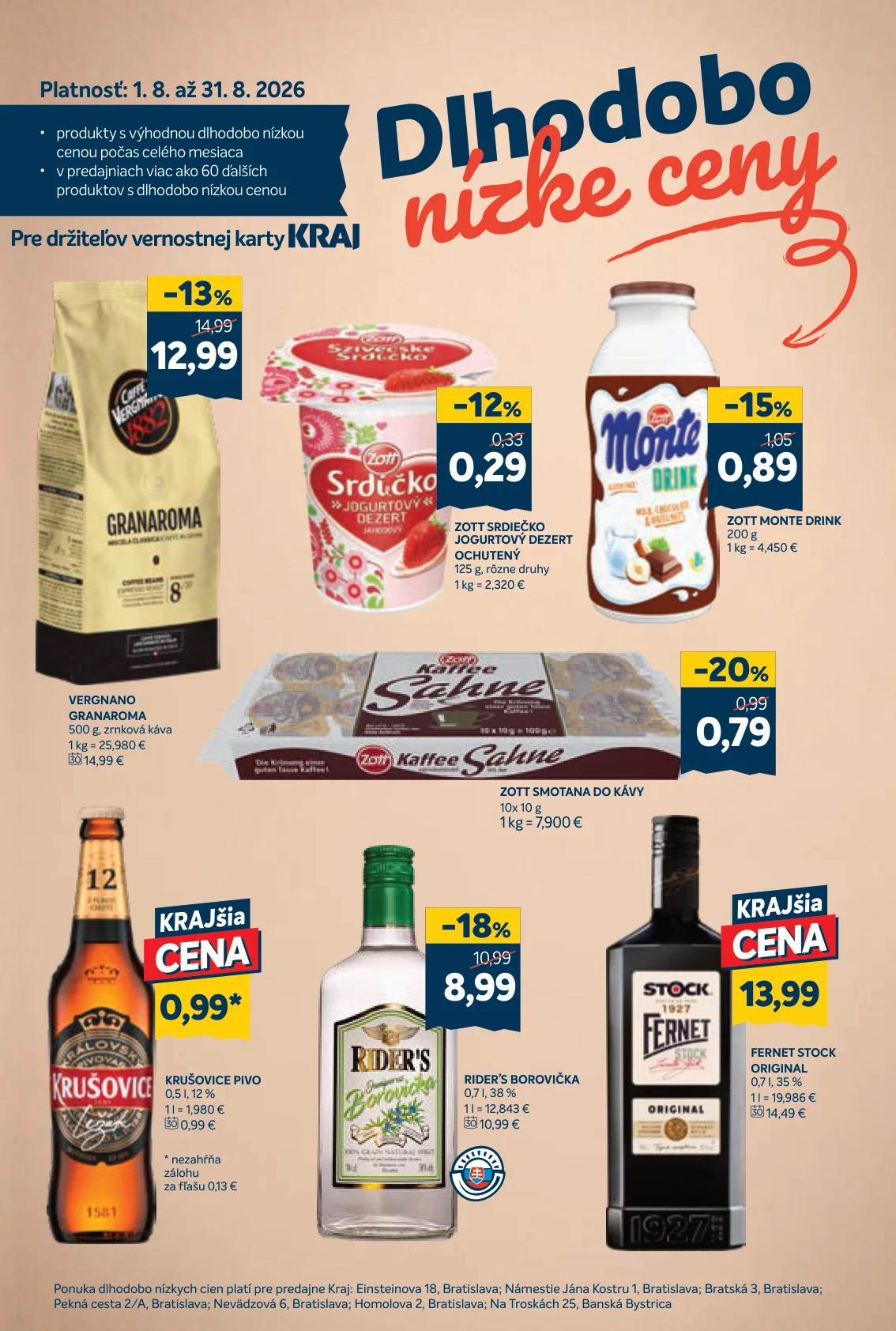 Kraj leták, strana 15 z 16 — VERGNANO GRANAROMA, RIDER'S BOROVIČKA, FERNET STOCK ORIGINAL