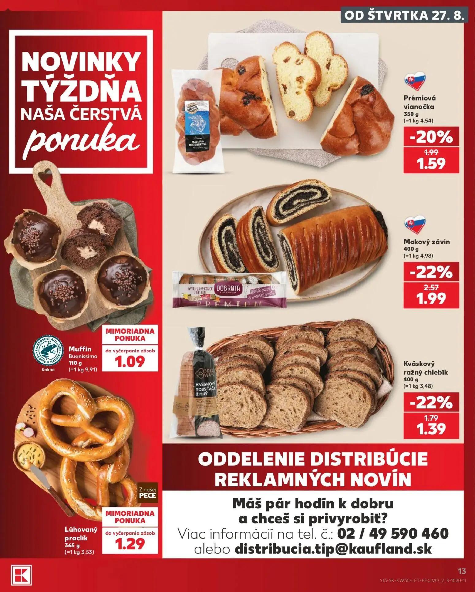 Kaufland leták, strana 13 z 76 — Makový závin, Prémiová vianočka, Kváskový ražný chlebík