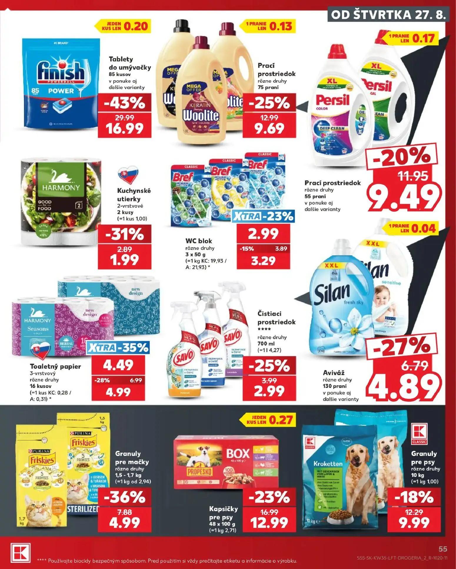 Kaufland leták, strana 55 z 76 — Tablety do umývačky, Prací prostriedok Persil, Aviváž Silan