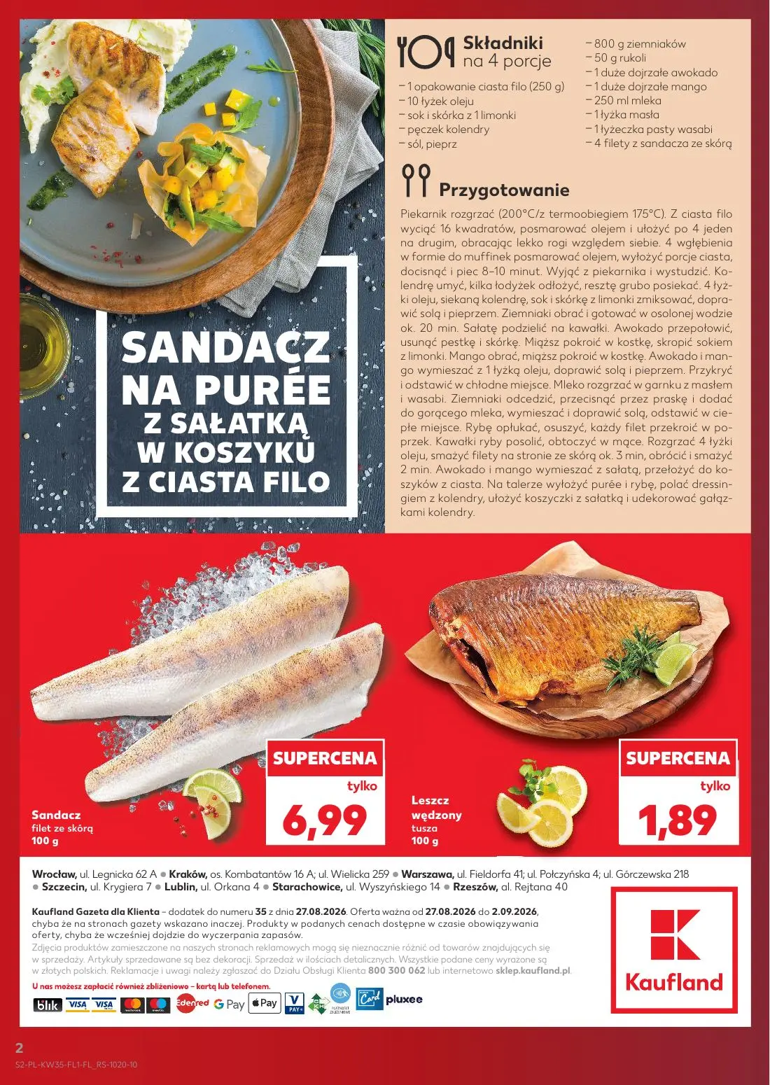 Kaufland gazetka, strona 2 z 2 — Sandacz filet ze skórą, Leszcz wędzony tusza