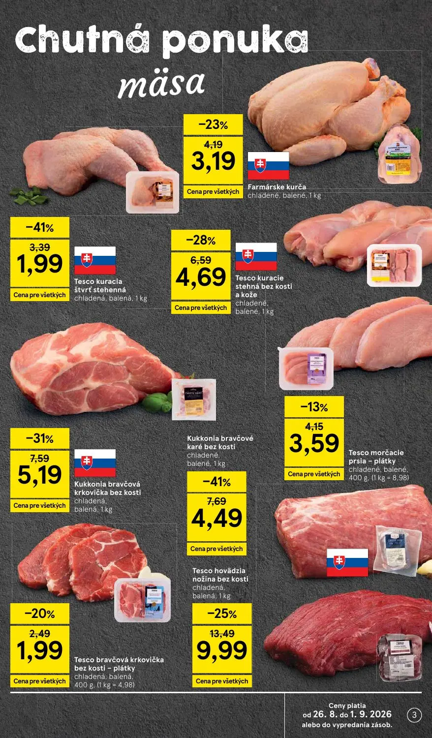 Tesco Supermarket leták, strana 3 z 38 — Kukkonia bravčová krkovička bez kosti