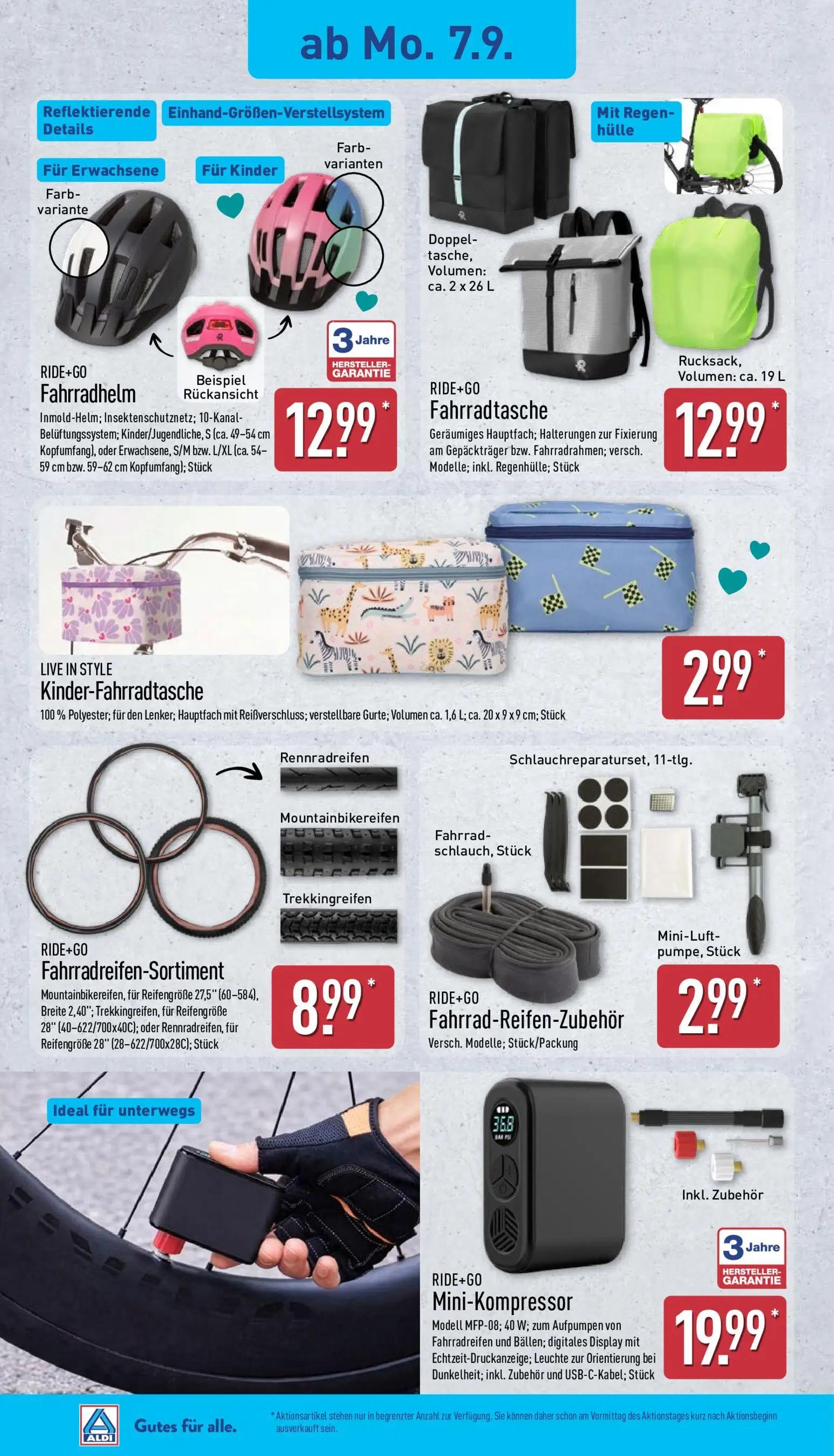 Aldi Nord Prospekt, Seite 4 von 14 — RIDE+GO Fahrradhelm, RIDE+GO Fahrradtasche, LIVE IN STYLE Kinder-Fahrradtasche