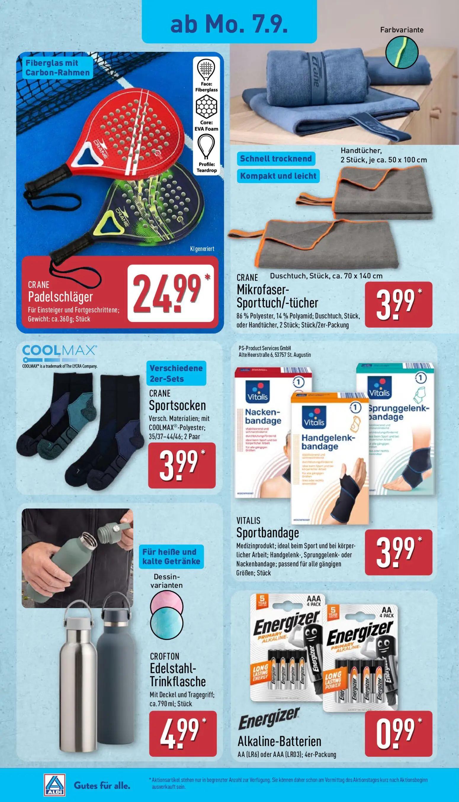 Aldi Nord Prospekt, Seite 8 von 14 — CROFTON Edelstahl-Trinkflasche, Energizer Alkaline-Batterien