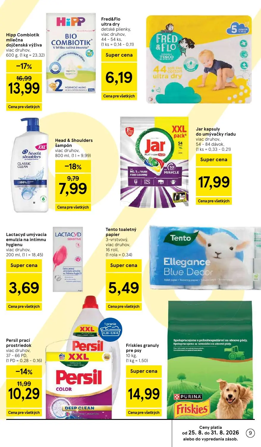 Tesco leták, strana 9 z 58 — Head & Shoulders šampón, Fred&Flo ultra dry detské plienky