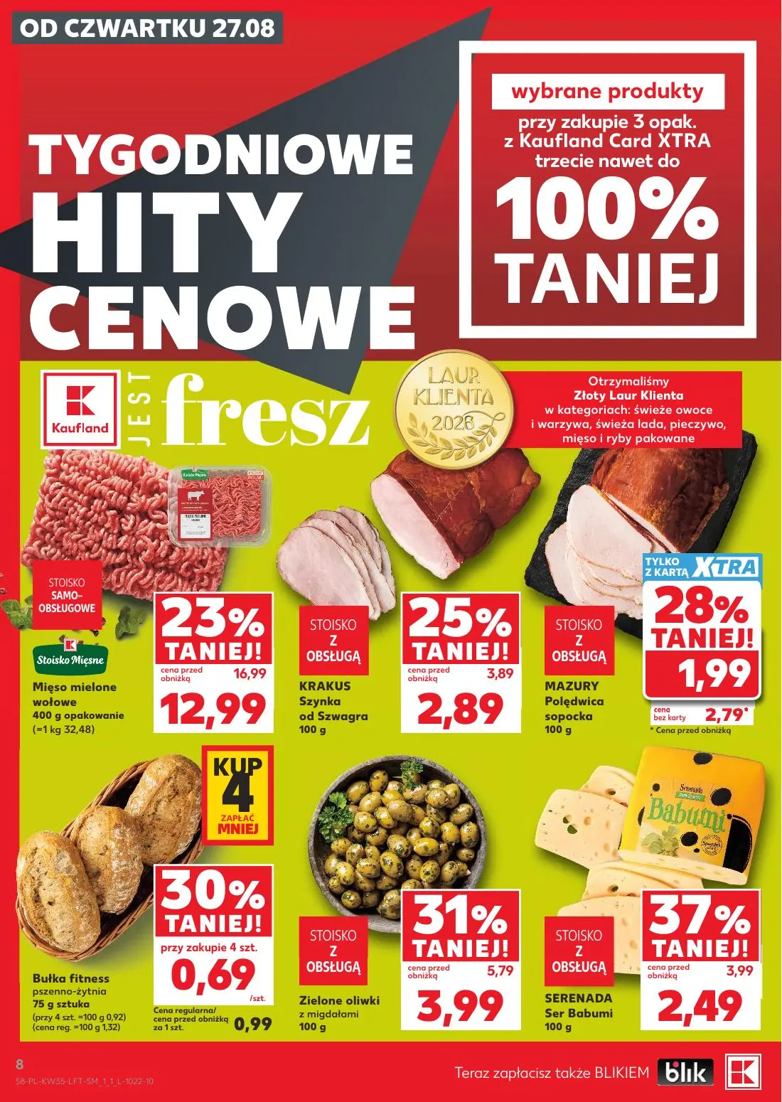 Kaufland gazetka, strona 8 z 66 — Mięso mielone wołowe, Zielone oliwki z migdałami, SERENADA Ser Babumi