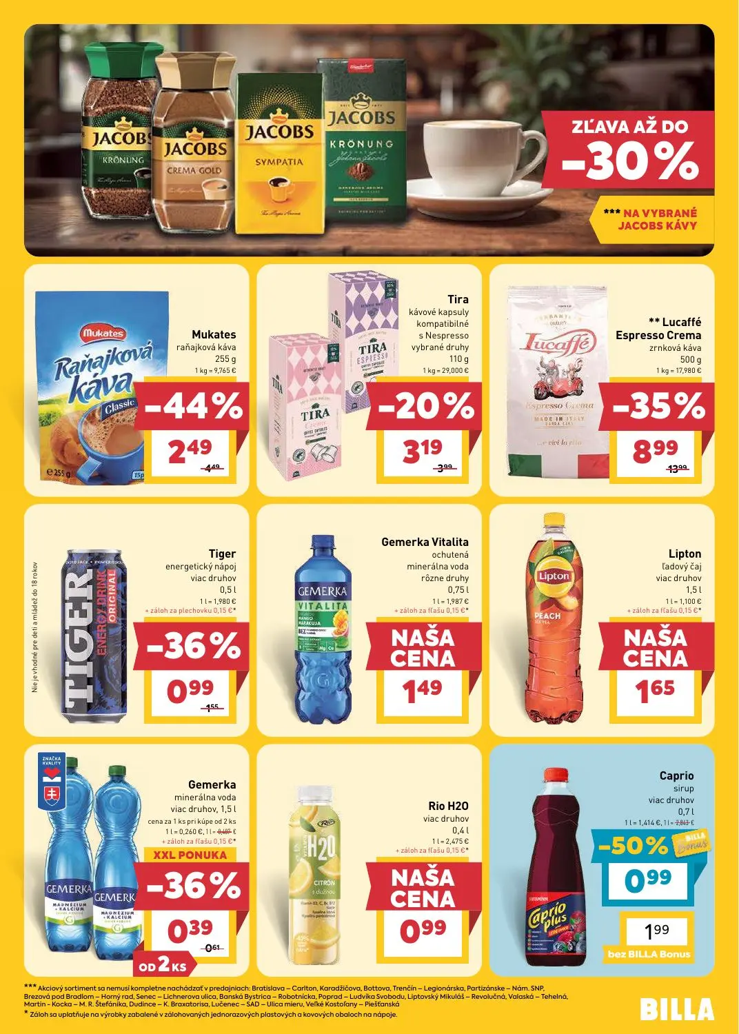 Billa leták, strana 21 z 25 — Lucaffé Espresso Crema zrnková káva, Mukates raňajková káva