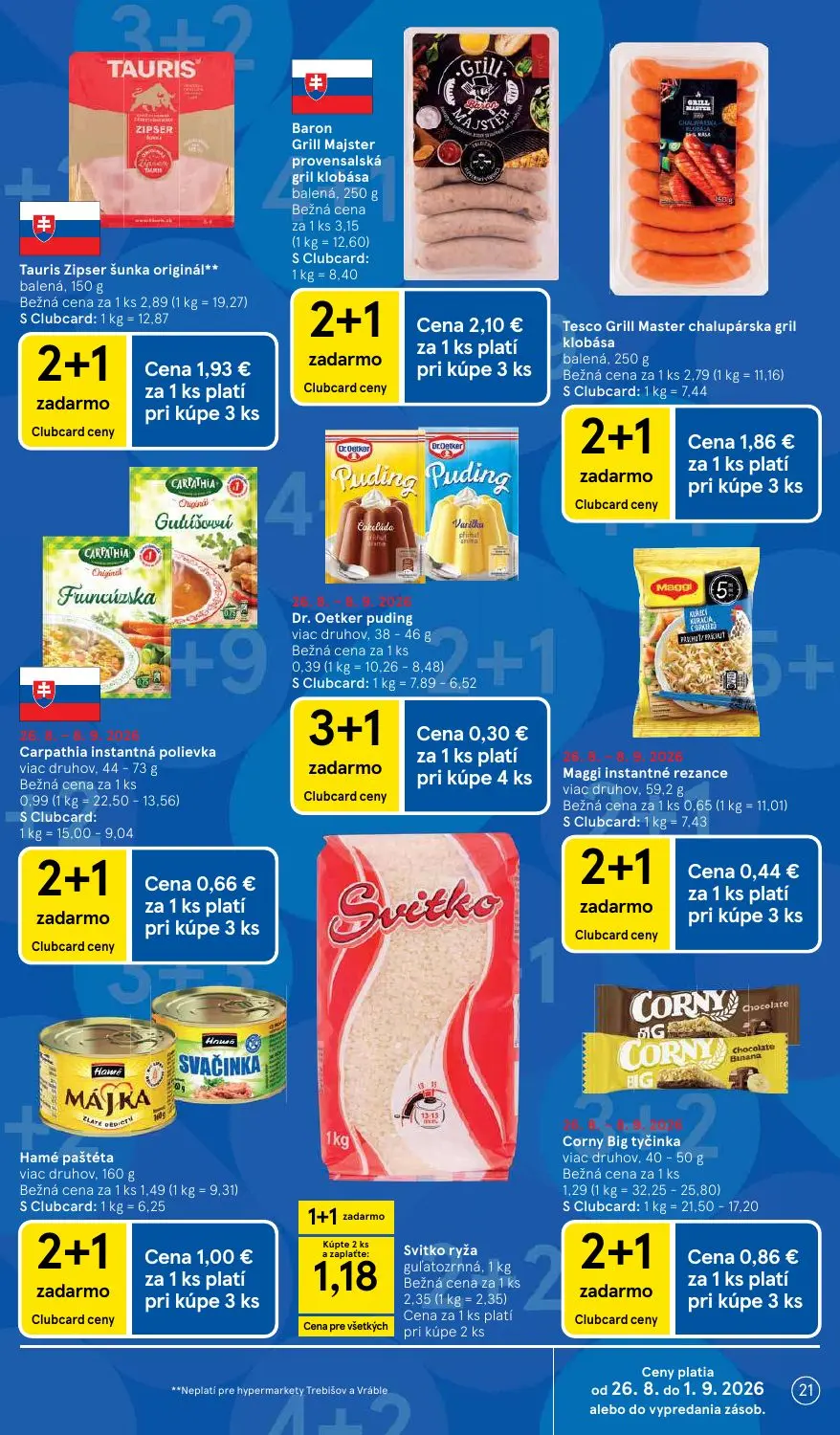 Tesco leták, strana 21 z 58 — Baron Grill Majster provensalská gril klobása, Tesco Grill Master chalupárska gril klobása, Sv…