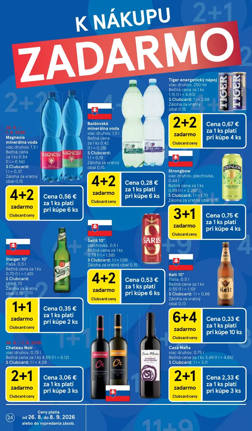 Tesco leták, strana 24 z 58 — Magnesia minerálna voda viac druhov, Baldovská minerálna voda viac druhov