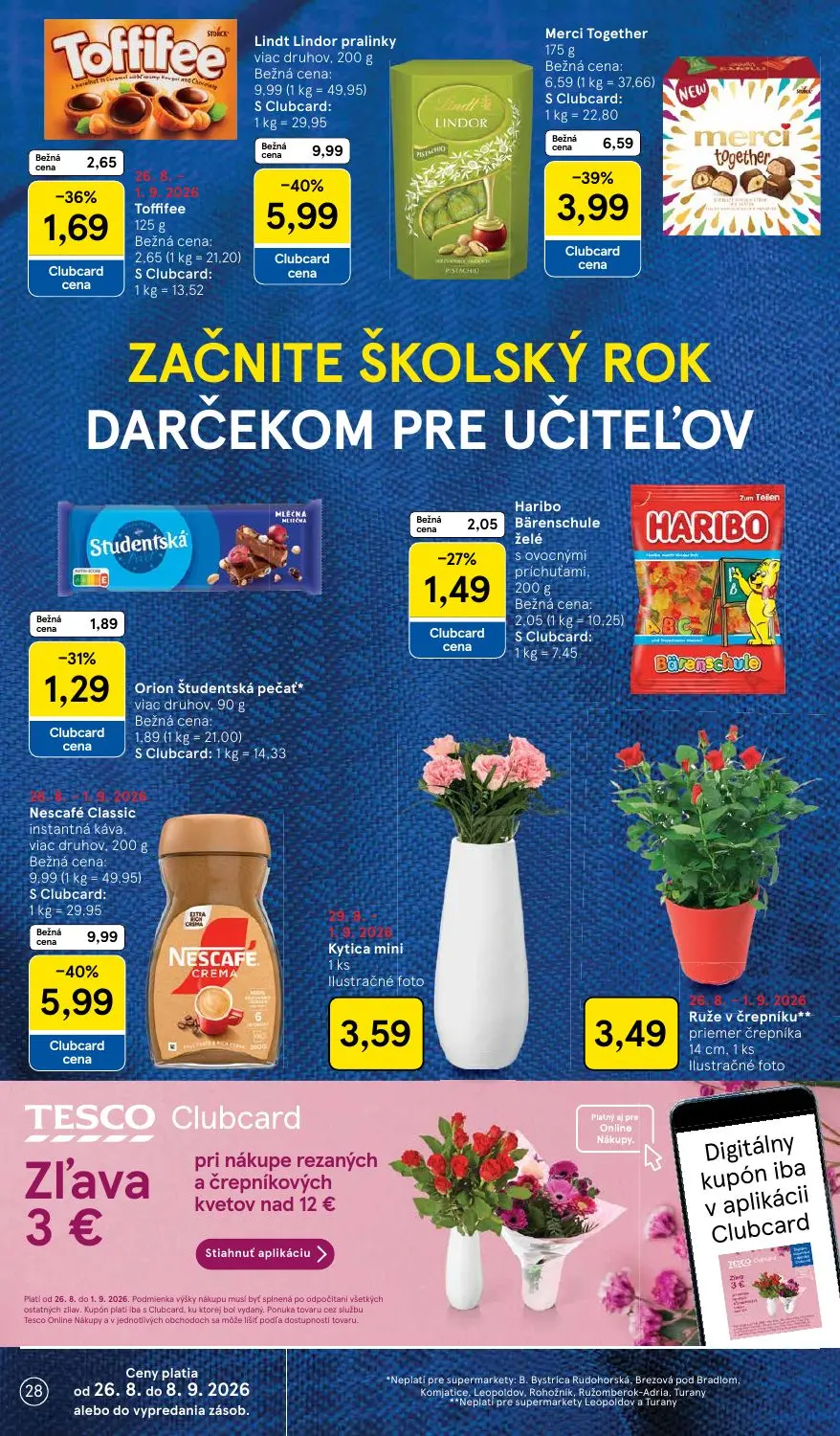 Tesco Supermarket leták, strana 28 z 38 — Lindt Lindor pralinky, Merci Together, Toffifee