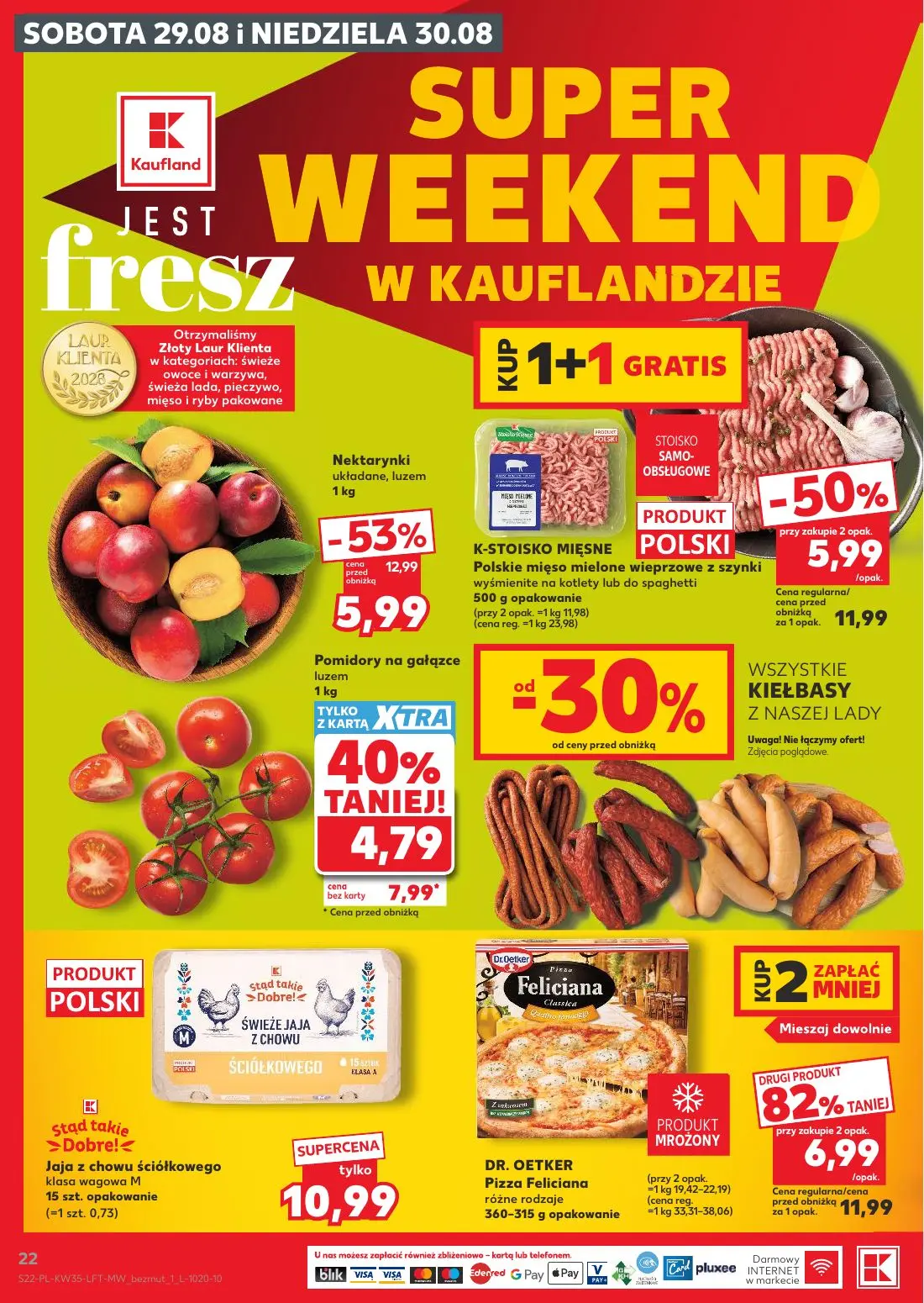 Kaufland gazetka, strona 22 z 66 — Nektarynki układane, luzem, K-STOISKO MIĘSNE Polskie mięso mielone wieprzowe z szynki, DR…