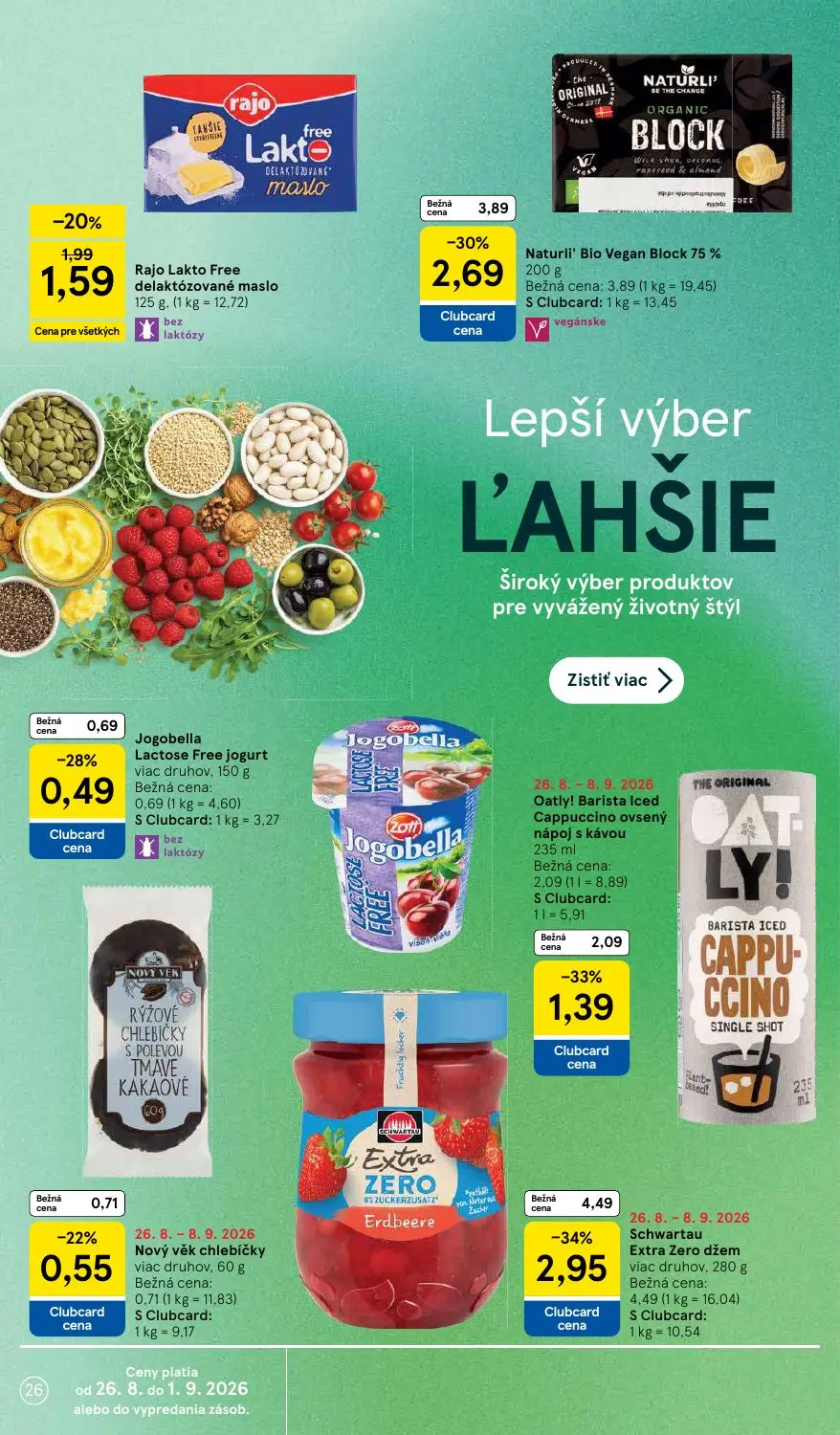 Tesco leták, strana 26 z 58 — Rajo Lakto Free delaktózované maslo