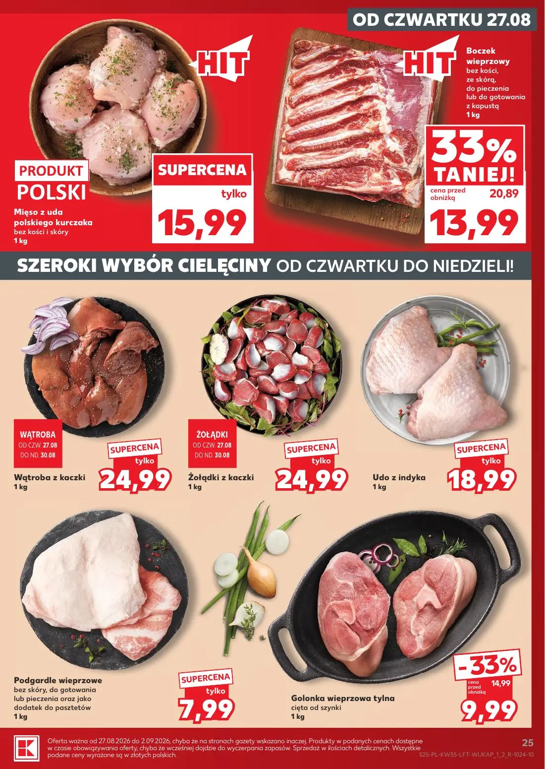 Kaufland gazetka, strona 25 z 66 — Boczek wieprzowy bez kości, ze skórą, do pieczenia lub do gotowania z kapustą, Golonka wi…