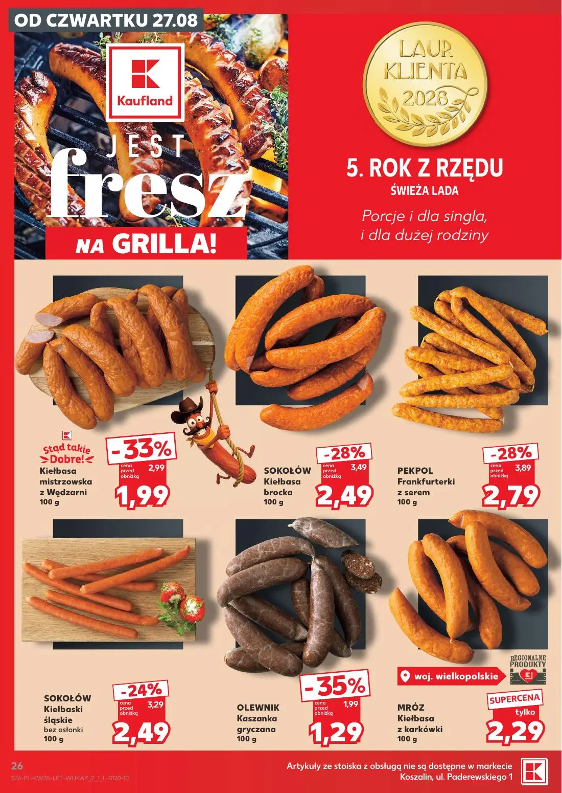 Kaufland gazetka, strona 26 z 66 — Frankfurterki z serem, Kiełbasa mistrzowska z Wędzarni, Kiełbasa brocka