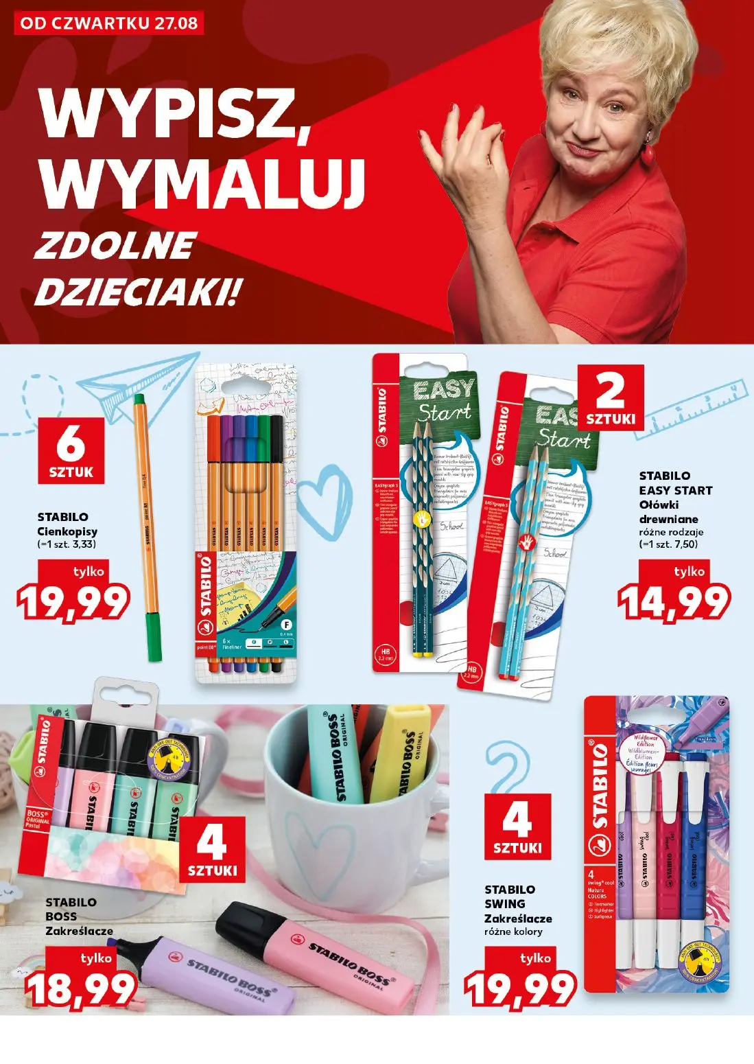 Kaufland gazetka, strona 14 z 42 — STABILO Cienkopisy, STABILO EASY START Ołówki drewniane różne rodzaje, STABILO BOSS Zakre…