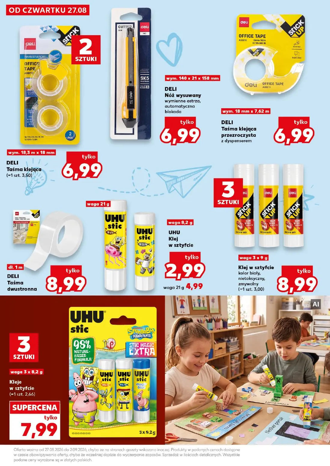 Kaufland gazetka, strona 15 z 42 — UHU Klej w sztyfcie, DELI Taśma klejąca, DELI Nóż wysuwany