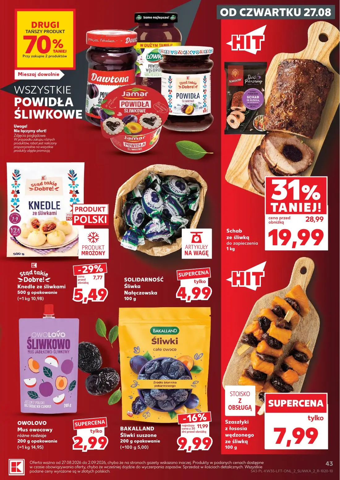 Kaufland gazetka, strona 43 z 66 — SCHAB ZE ŚLIWKĄ, Knedle ze śliwkami, BAKALLAND Śliwki suszone