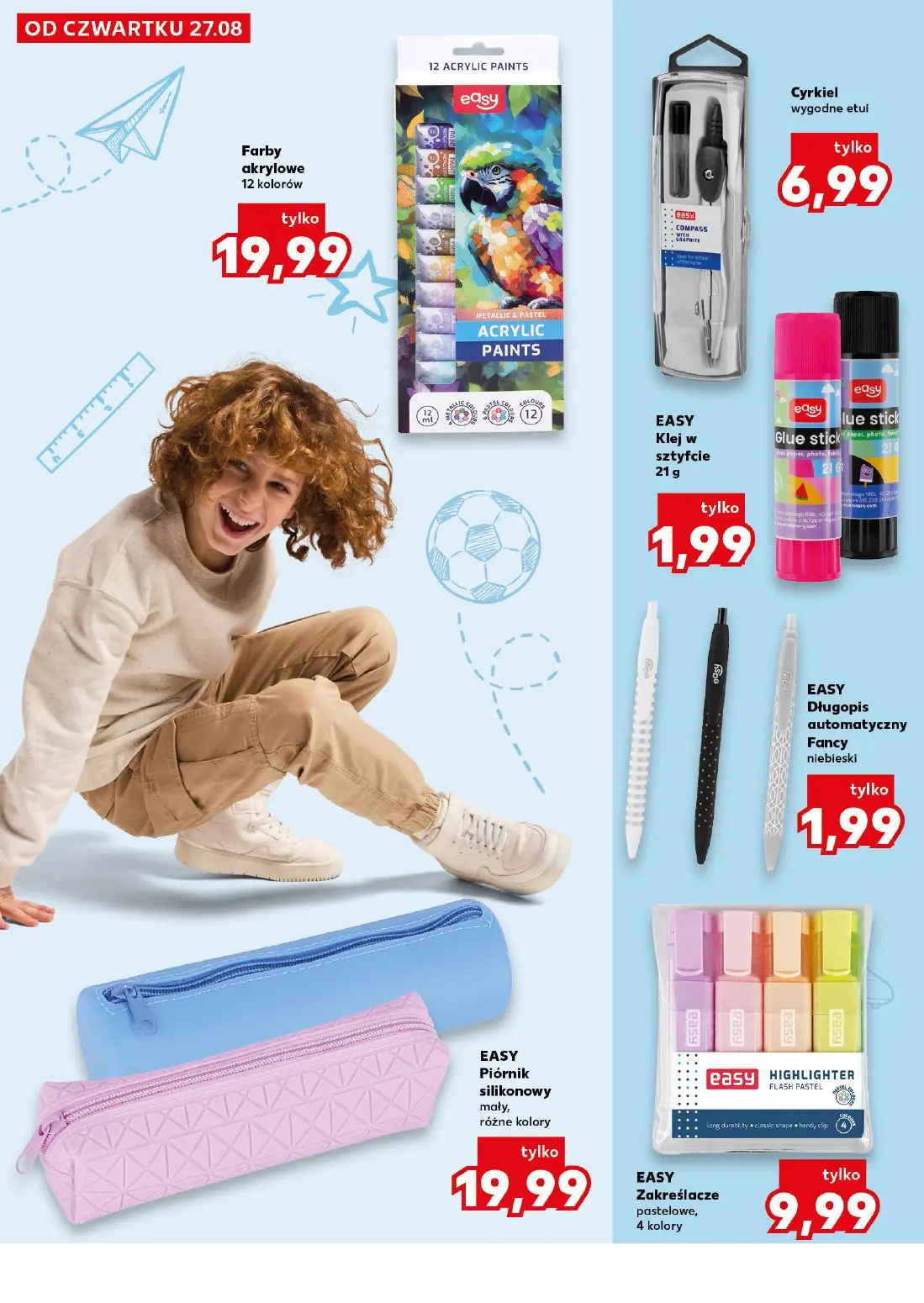 Kaufland gazetka, strona 20 z 42 — Farby akrylowe, Cyrkiel wygodne etui, Klej w sztyfcie