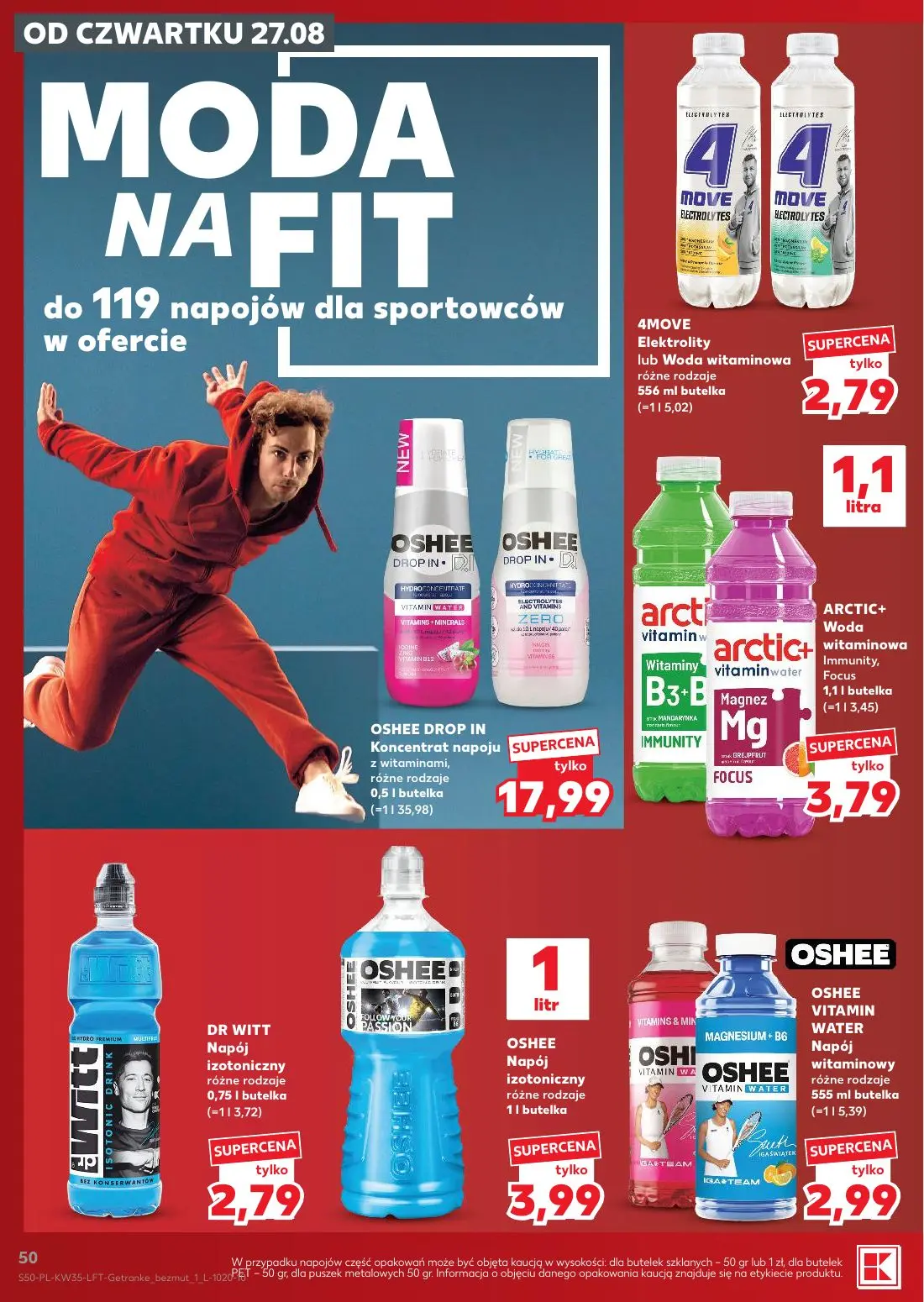 Kaufland gazetka, strona 50 z 66 — 4MOVE Elektrolity lub Woda witaminowa różne rodzaje, OSHEE DROP IN Koncentrat napoju z wi…