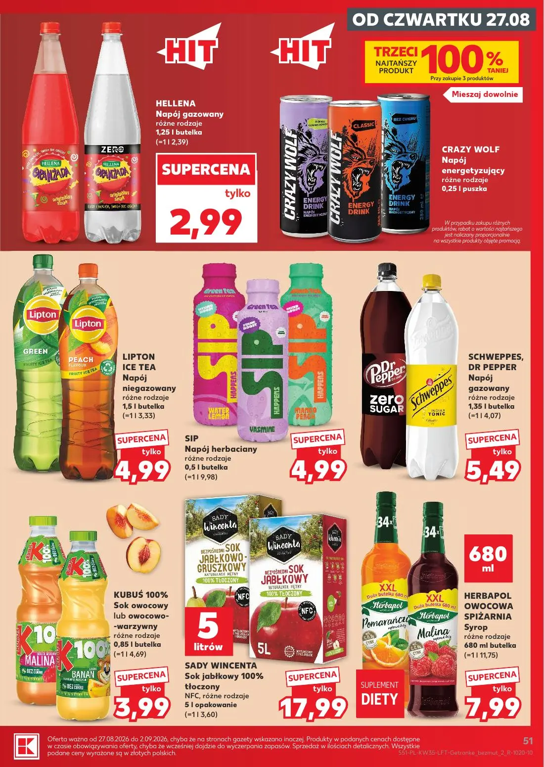 Kaufland gazetka, strona 51 z 66 — HELLENA Napój gazowany różne rodzaje, LIPTON ICE TEA Napój niegazowany różne rodzaje, SIP…