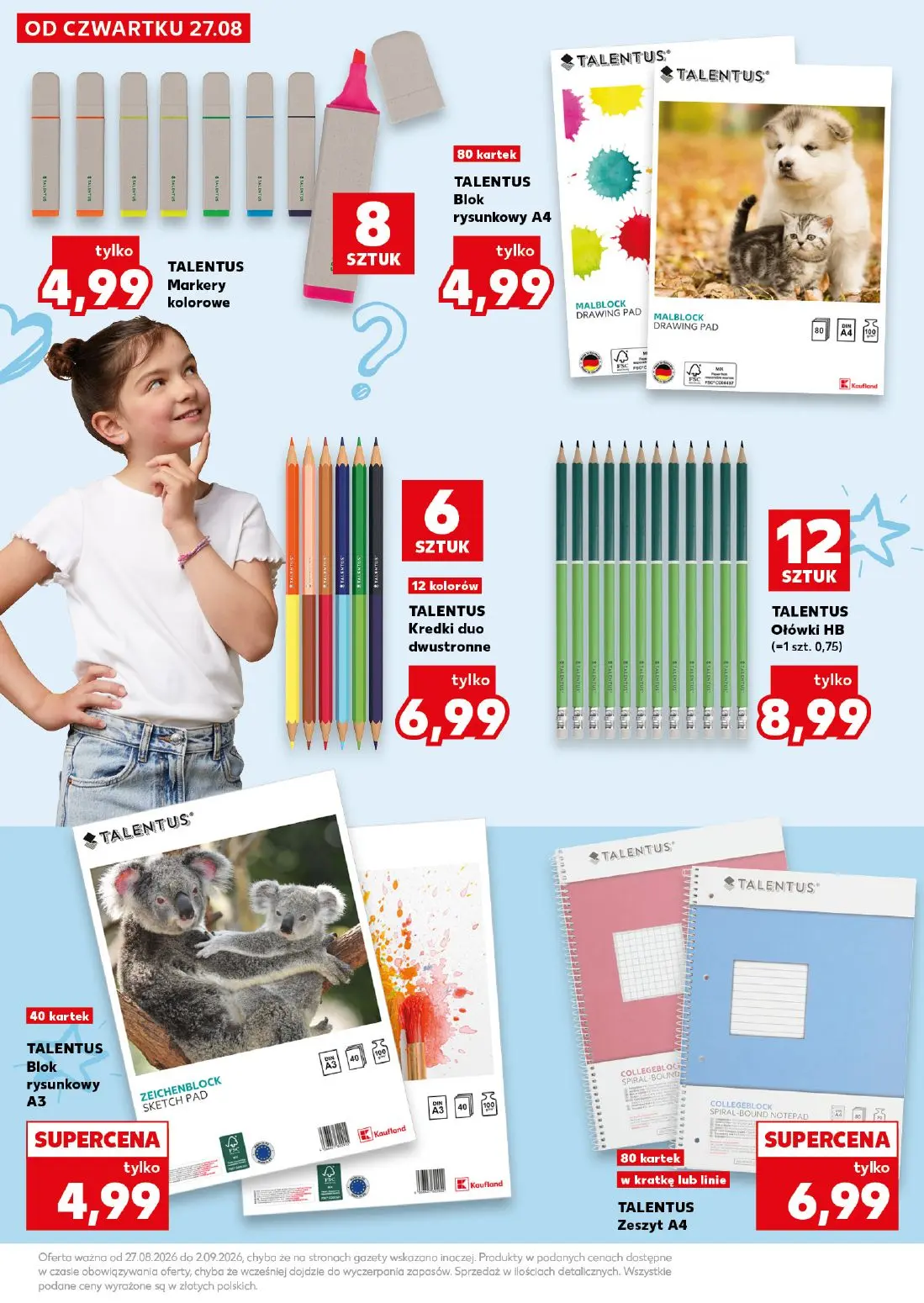 Kaufland gazetka, strona 29 z 42 — TALENTUS Markery kolorowe, TALENTUS Blok rysunkowy A4, TALENTUS Kredki duo dwustronne