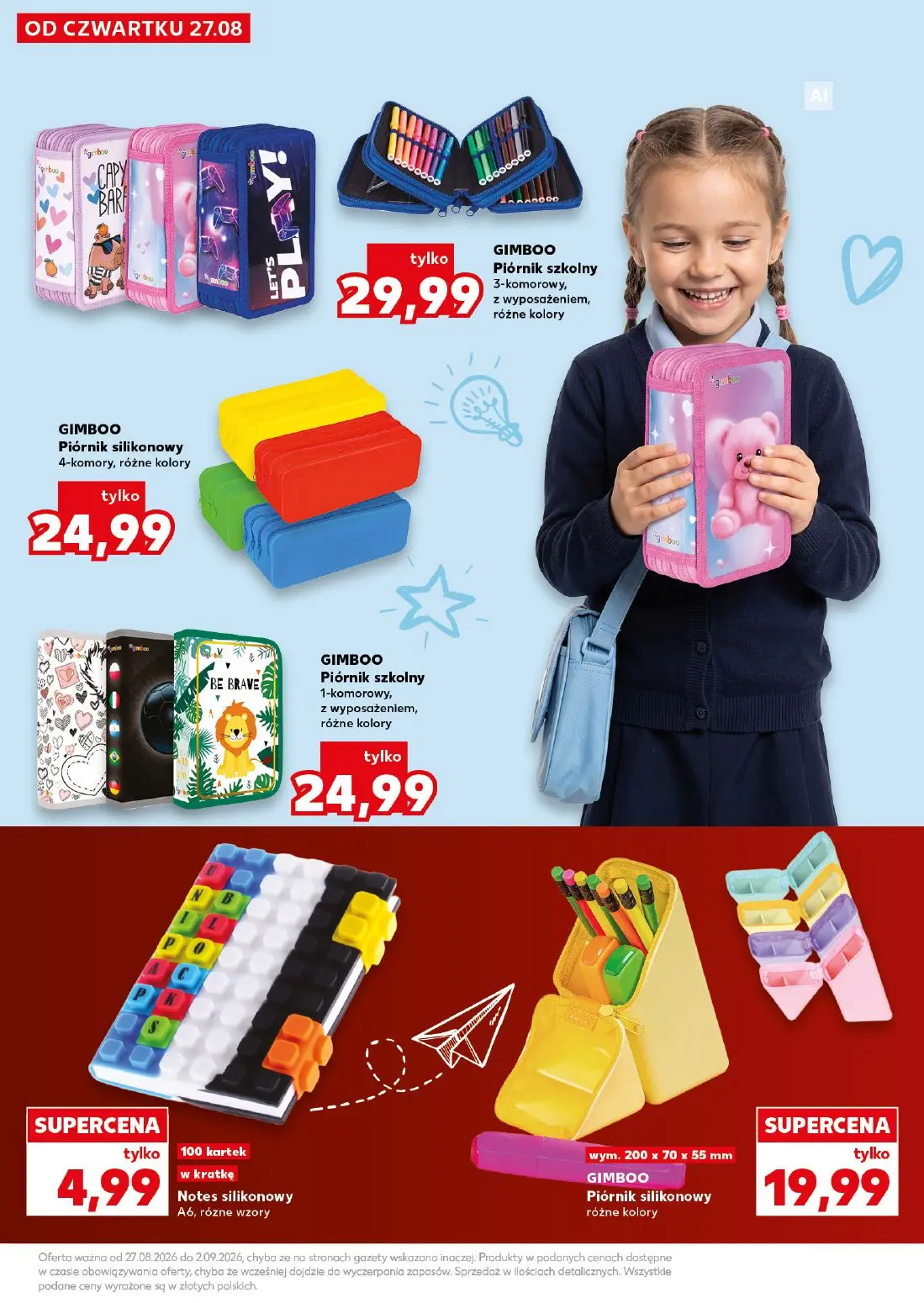 Kaufland gazetka, strona 33 z 42 — Piórnik szkolny 3-komorowy, z wyposażeniem, różne kolory, Piórnik silikonowy 4-komory, ró…