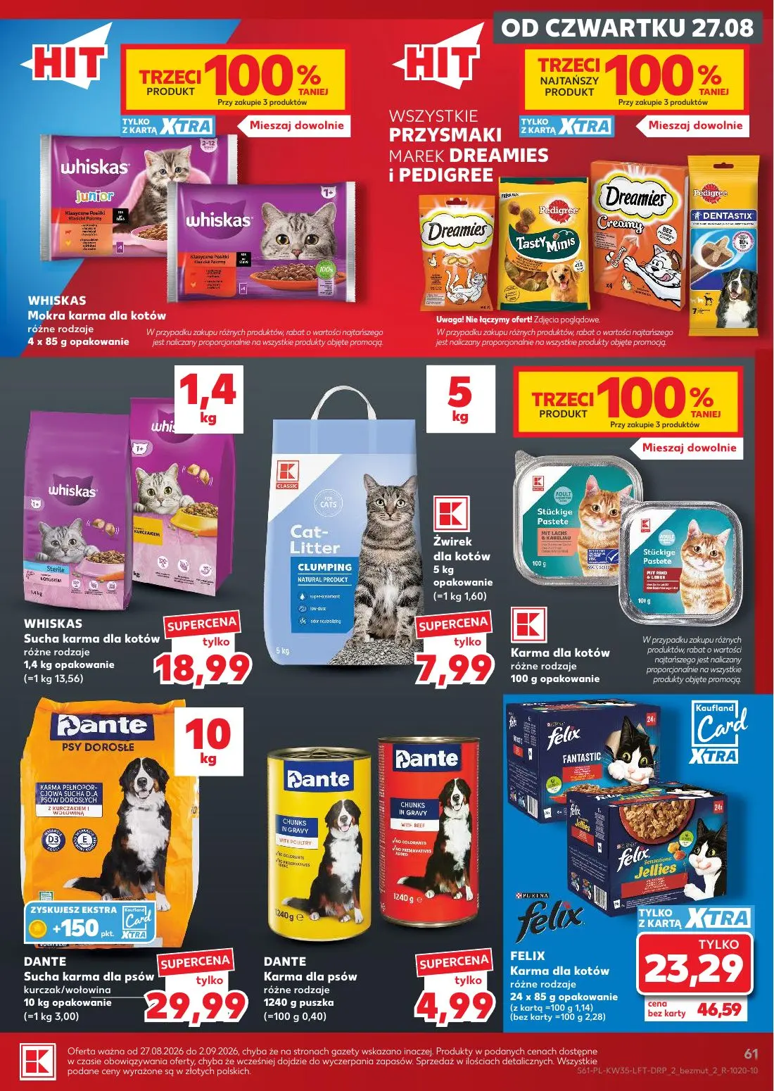 Kaufland gazetka, strona 61 z 66 — FELIX Karma dla kotów, WHISKAS Sucha karma dla kotów, Żwirek dla kotów
