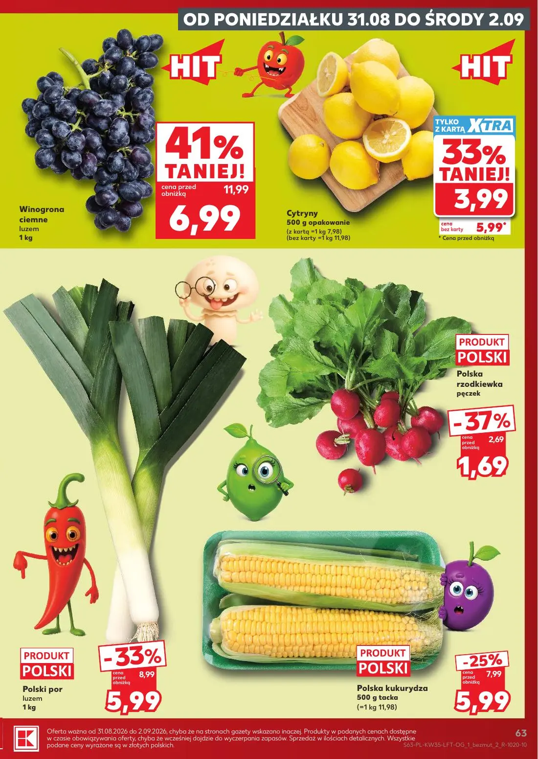 Kaufland gazetka, strona 63 z 66 — Winogrona ciemne luzem, Polski por luzem, Cytryny