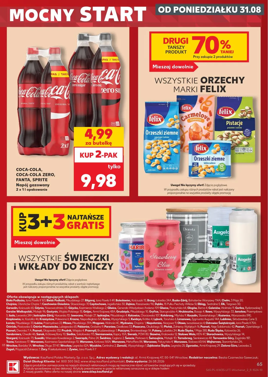 Kaufland gazetka, strona 65 z 66 — COCA-COLA, COCA-COLA ZERO, FANTA, SPRITE Napój gazowany