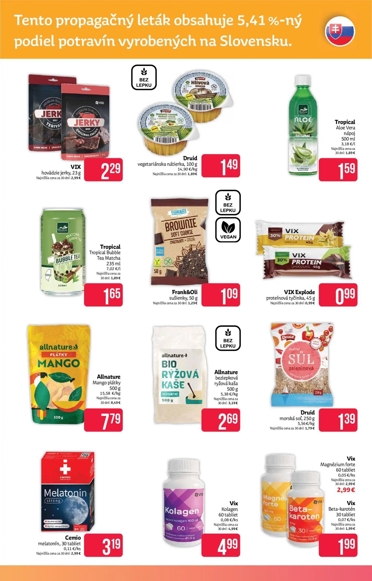 Teta Drogerie leták, strana 11 z 16 — VIX hovädzie jerky, Druid vegetariánska nátierka, Tropical Aloe Vera nápoj
