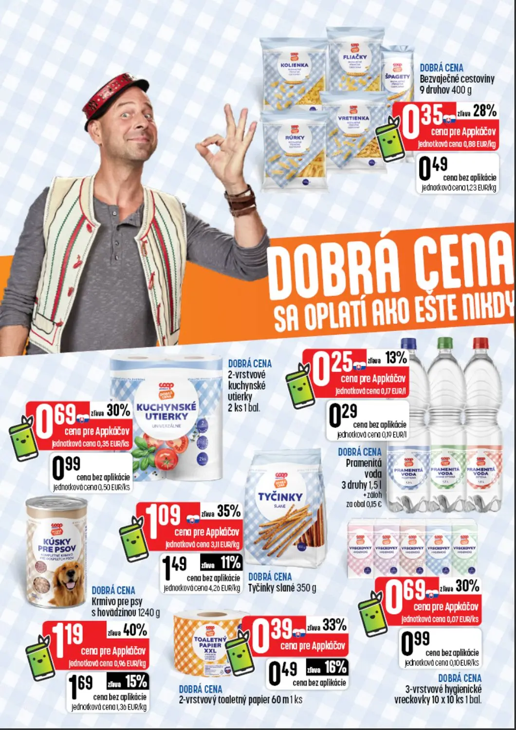 Coop Tempo leták, strana 10 z 64 — Krmivo pre psy s hovädzinou, TYČINKY SLANÉ, KUCHYNSKÉ UTIERKY UNIVERZÁLNE